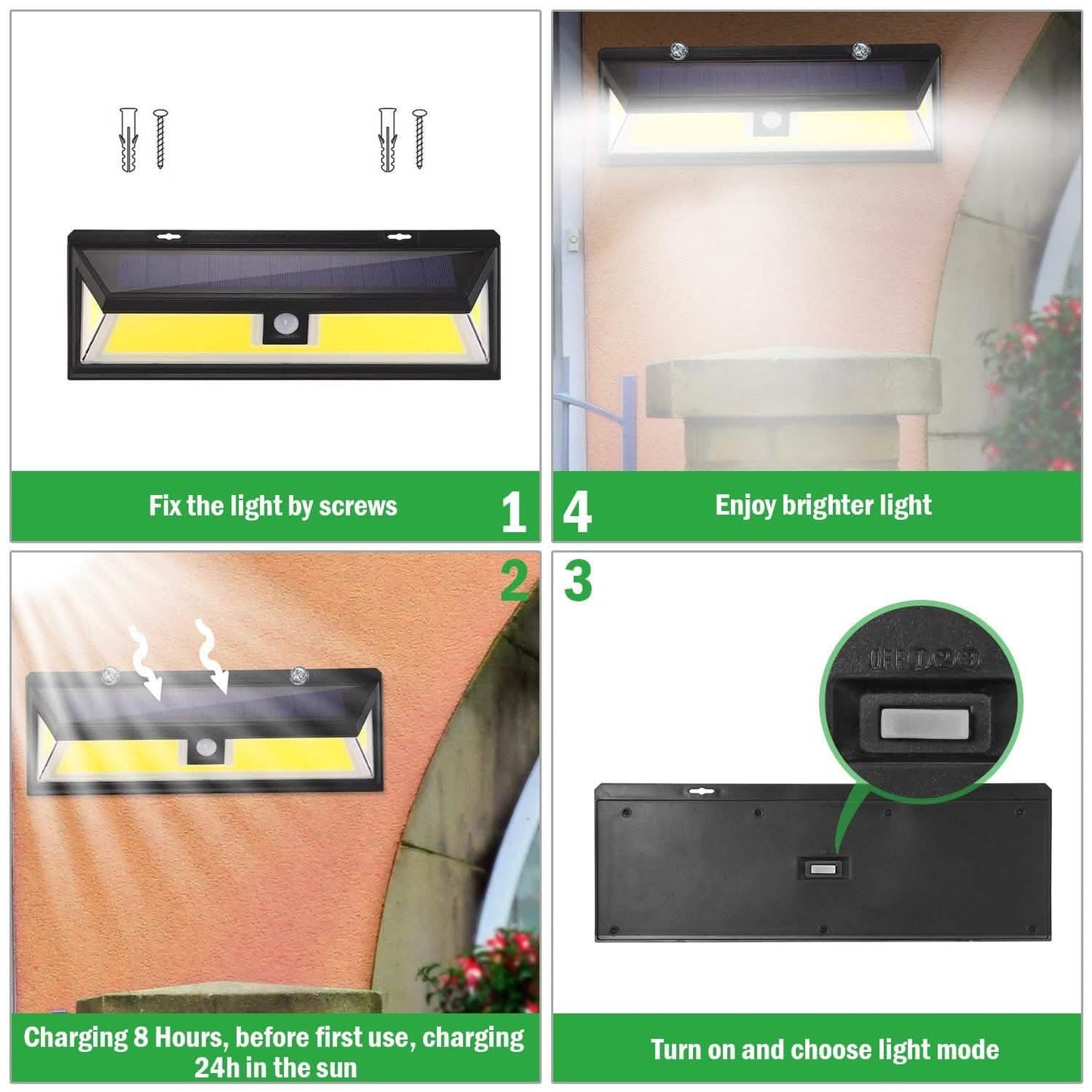 Solarleuchten 180 LEDs Solar-Wandleuchte