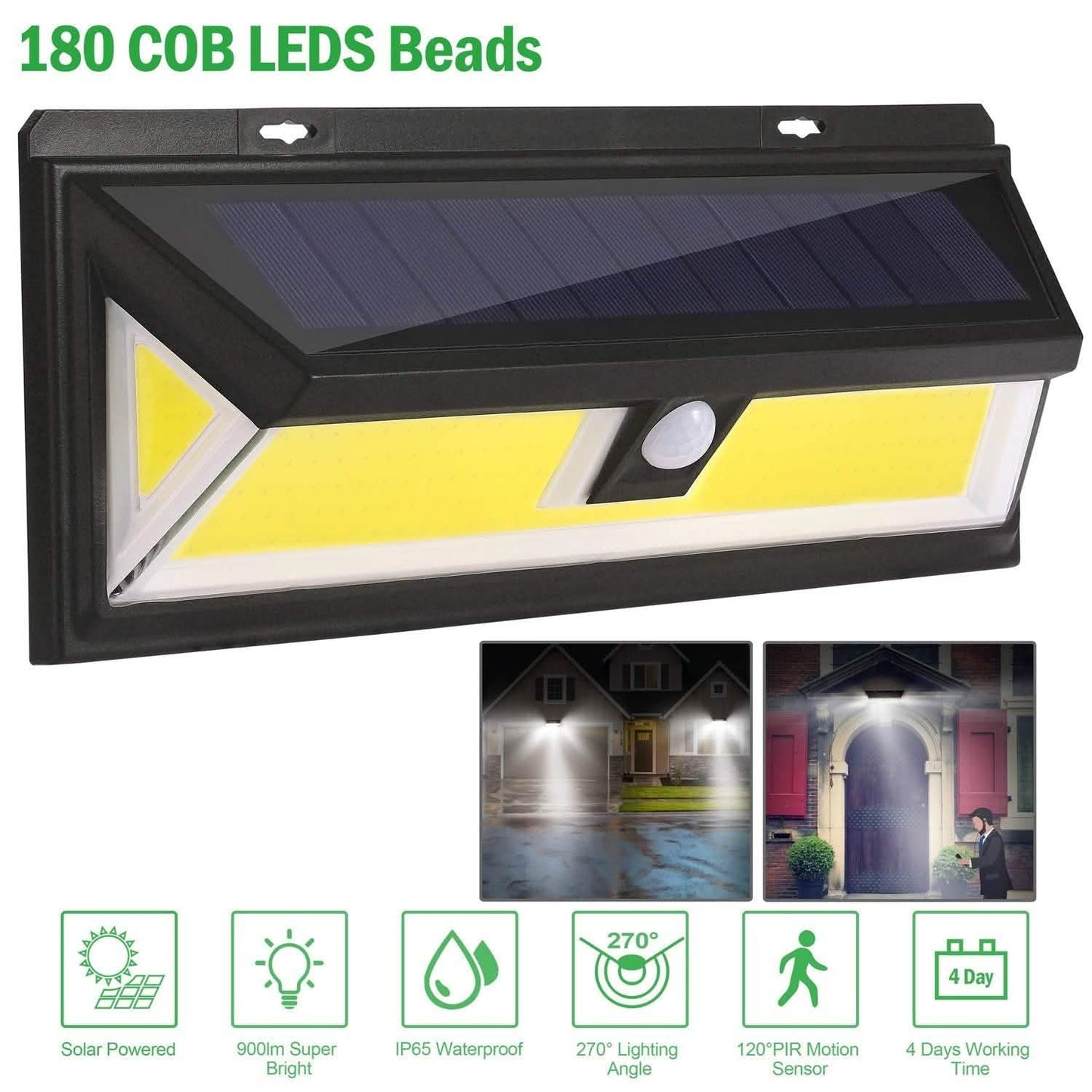 Solarleuchten 180 LEDs Solar-Wandleuchte