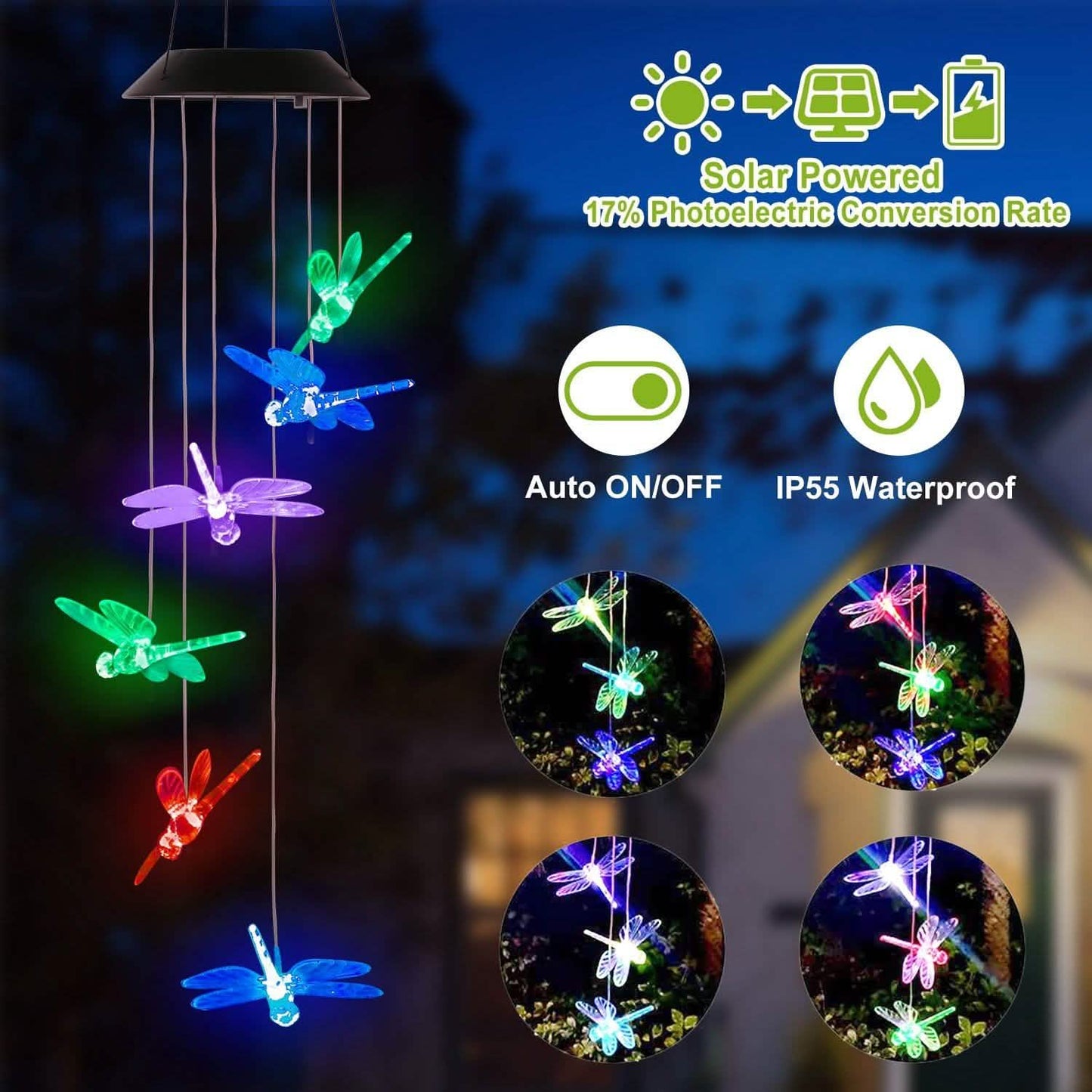 Solarbetriebene Libellenlichter Windspiele