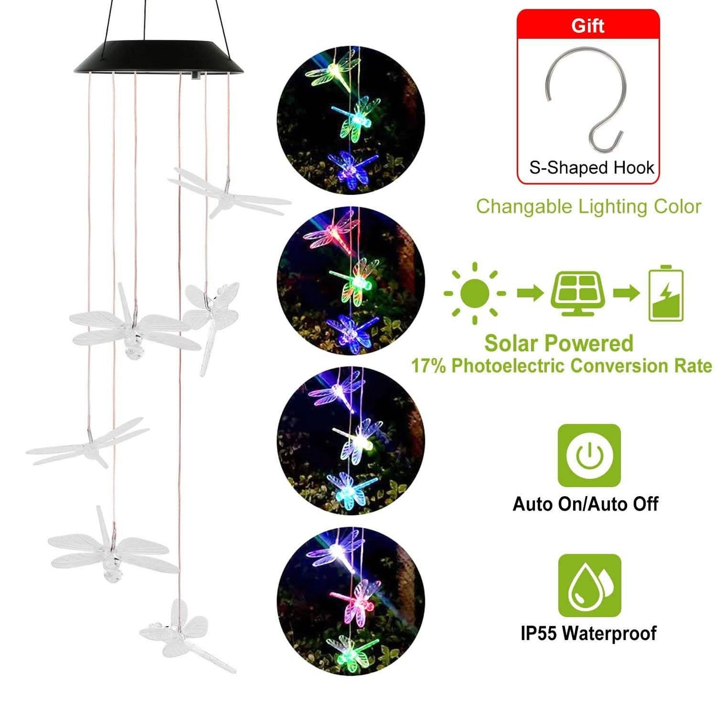 Solarbetriebene Libellenlichter Windspiele