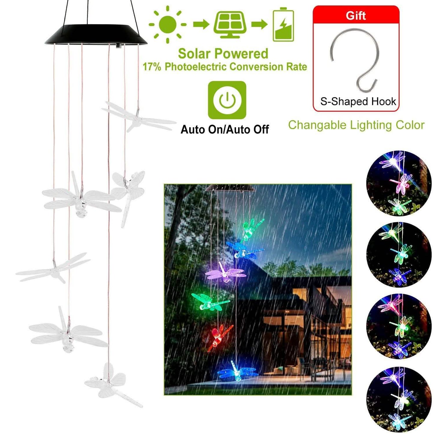 Solarbetriebene Libellenlichter Windspiele