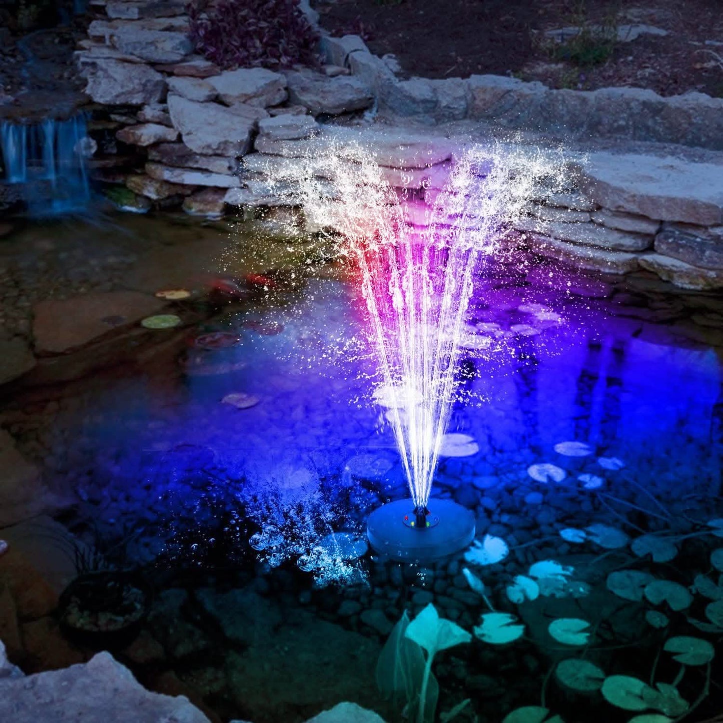 Solarbetriebene Brunnenpumpe mit LED-Beleuchtung