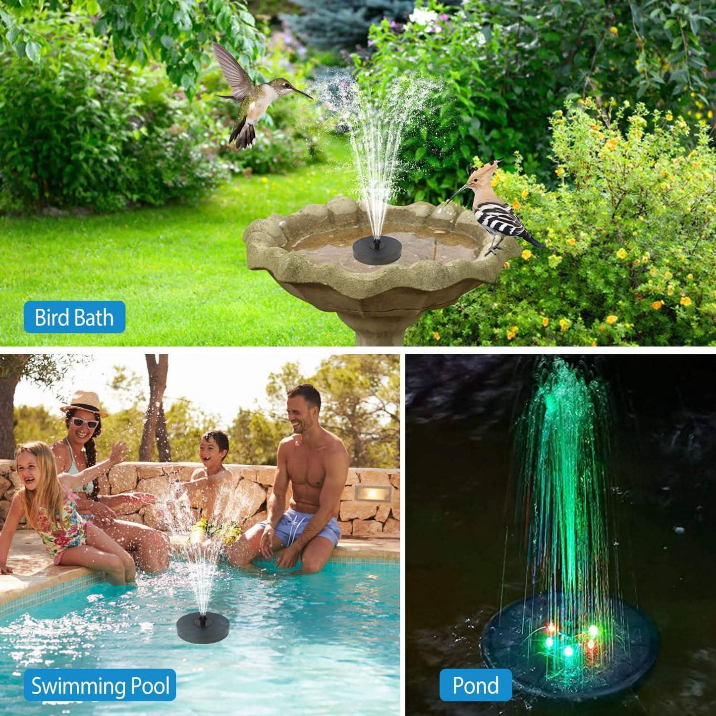 Solarbetriebene Brunnenpumpe mit LED-Beleuchtung