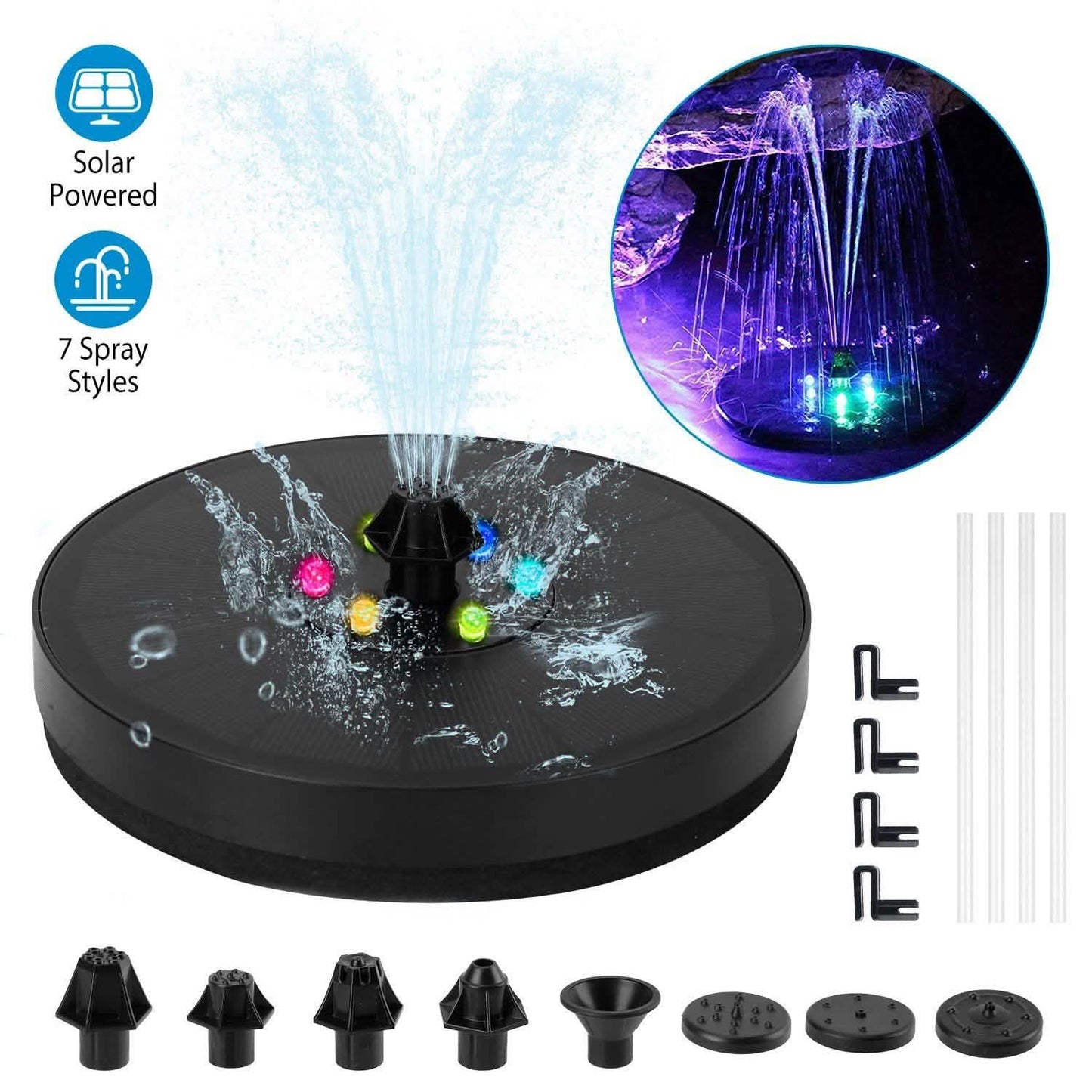 Solarbetriebene Brunnenpumpe mit LED-Beleuchtung