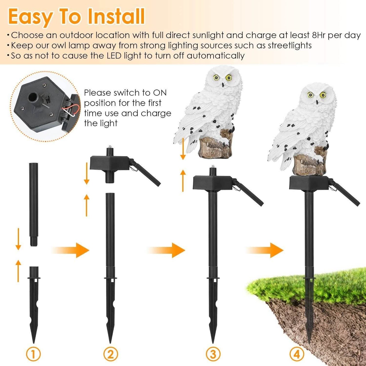 Solar Eulen Gartenleuchte IP65 Wasserdicht