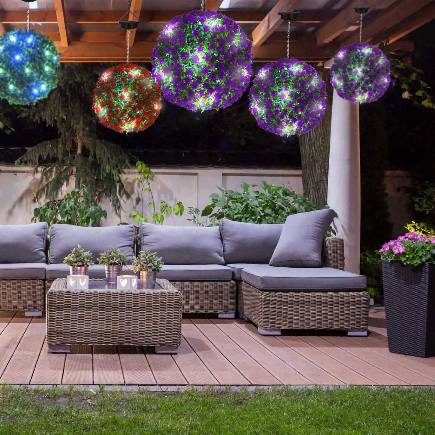 Solarbetriebene Formkugel Künstliche Rose 20 LED-Lichter
