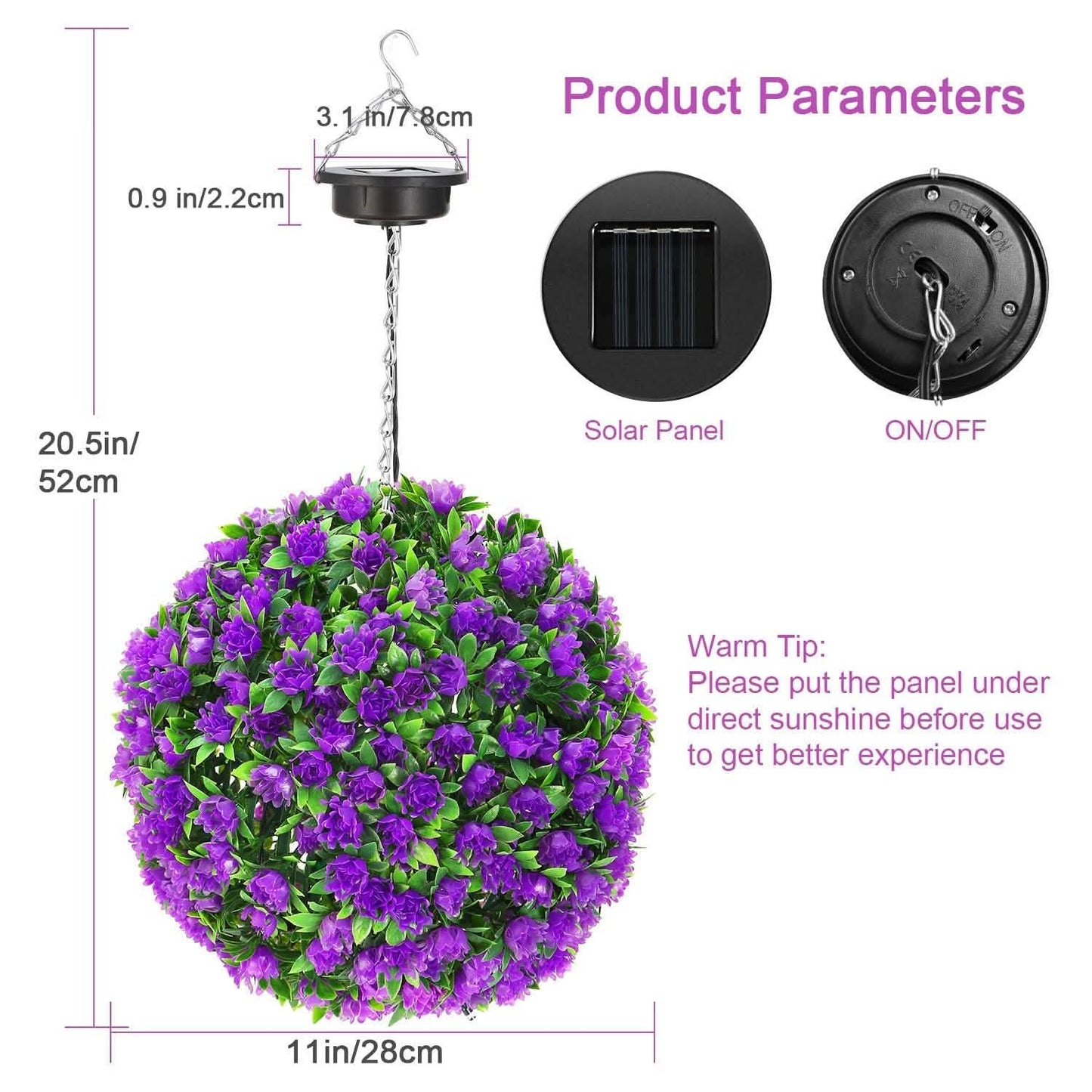 Solarbetriebene Formkugel Künstliche Rose 20 LED-Lichter