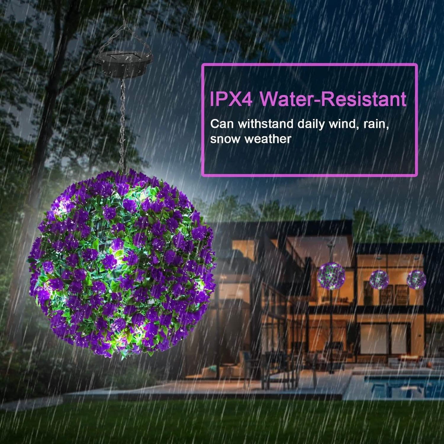 Solarbetriebene Formkugel Künstliche Rose 20 LED-Lichter