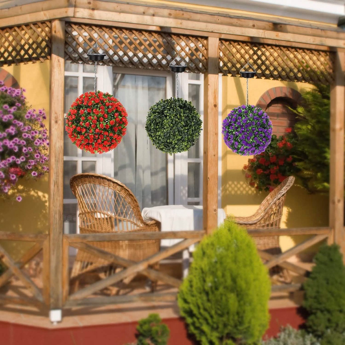 Solarbetriebene Formkugel Künstliche Rose 20 LED-Lichter