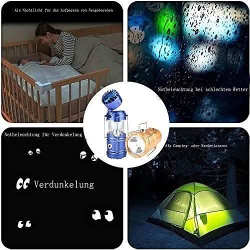Solar-USB-Ladezeltleuchte + Ventilator