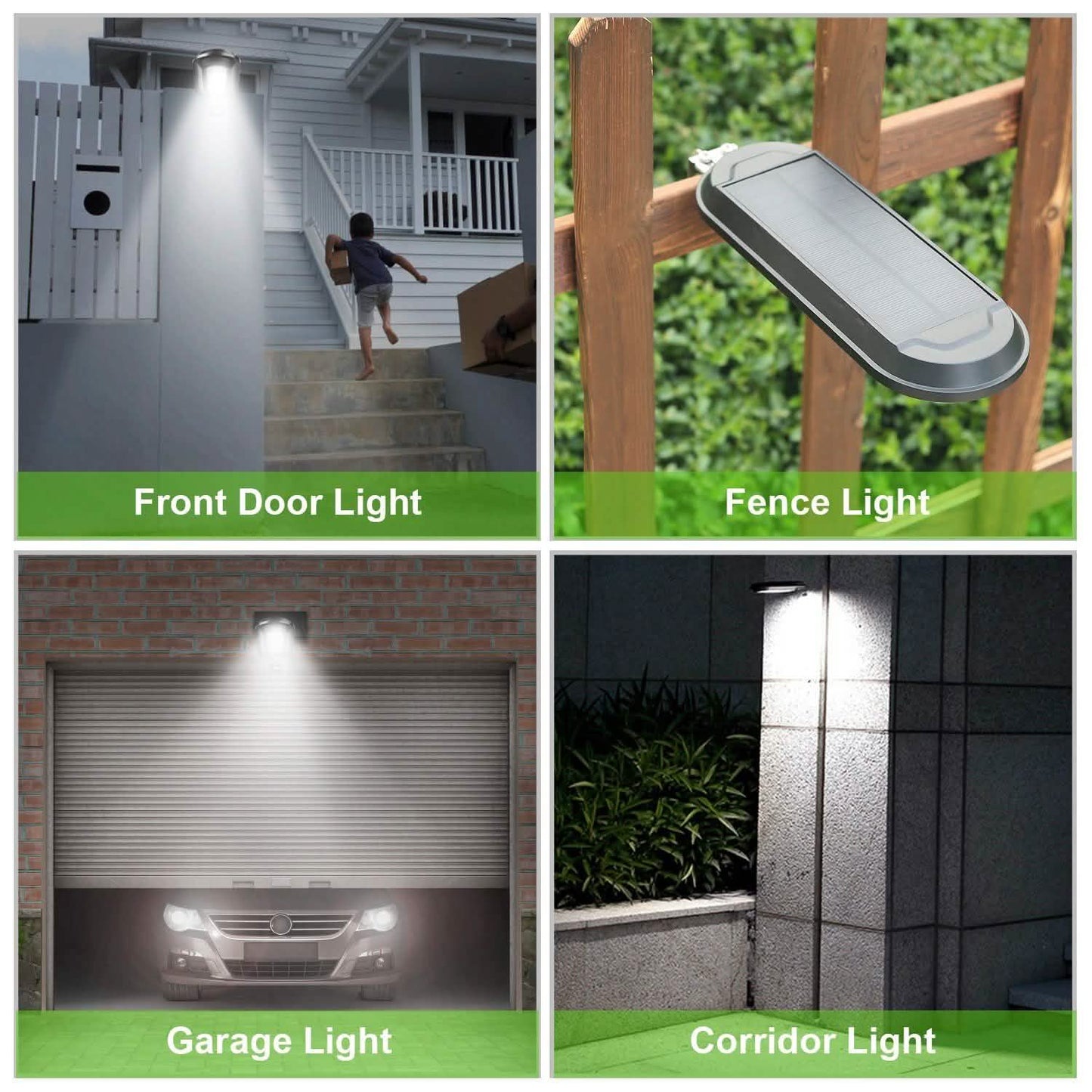 Solar-Wandleuchte für Außenbereich, 18 LEDs, Dämmerungssensor, Zaunlampe