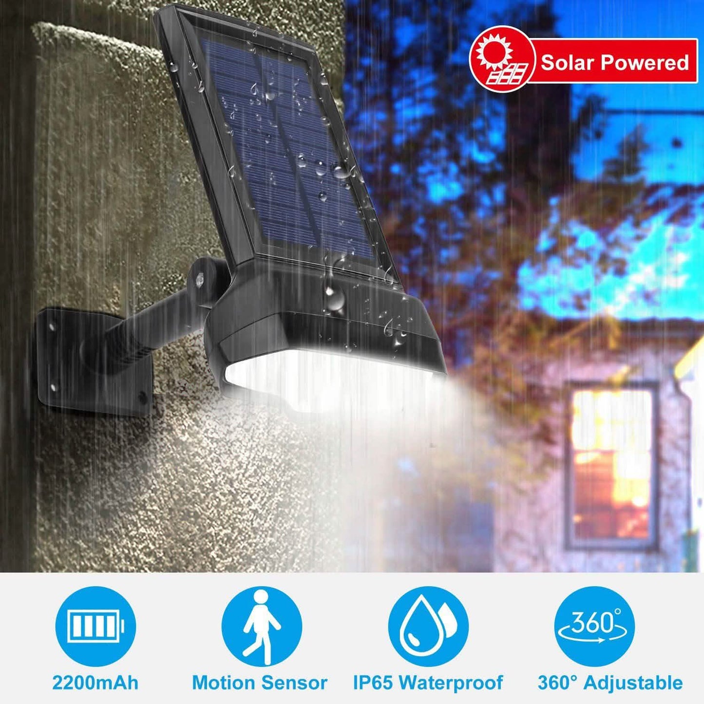 Solar-Wandleuchte mit Bewegungssensor für Außen