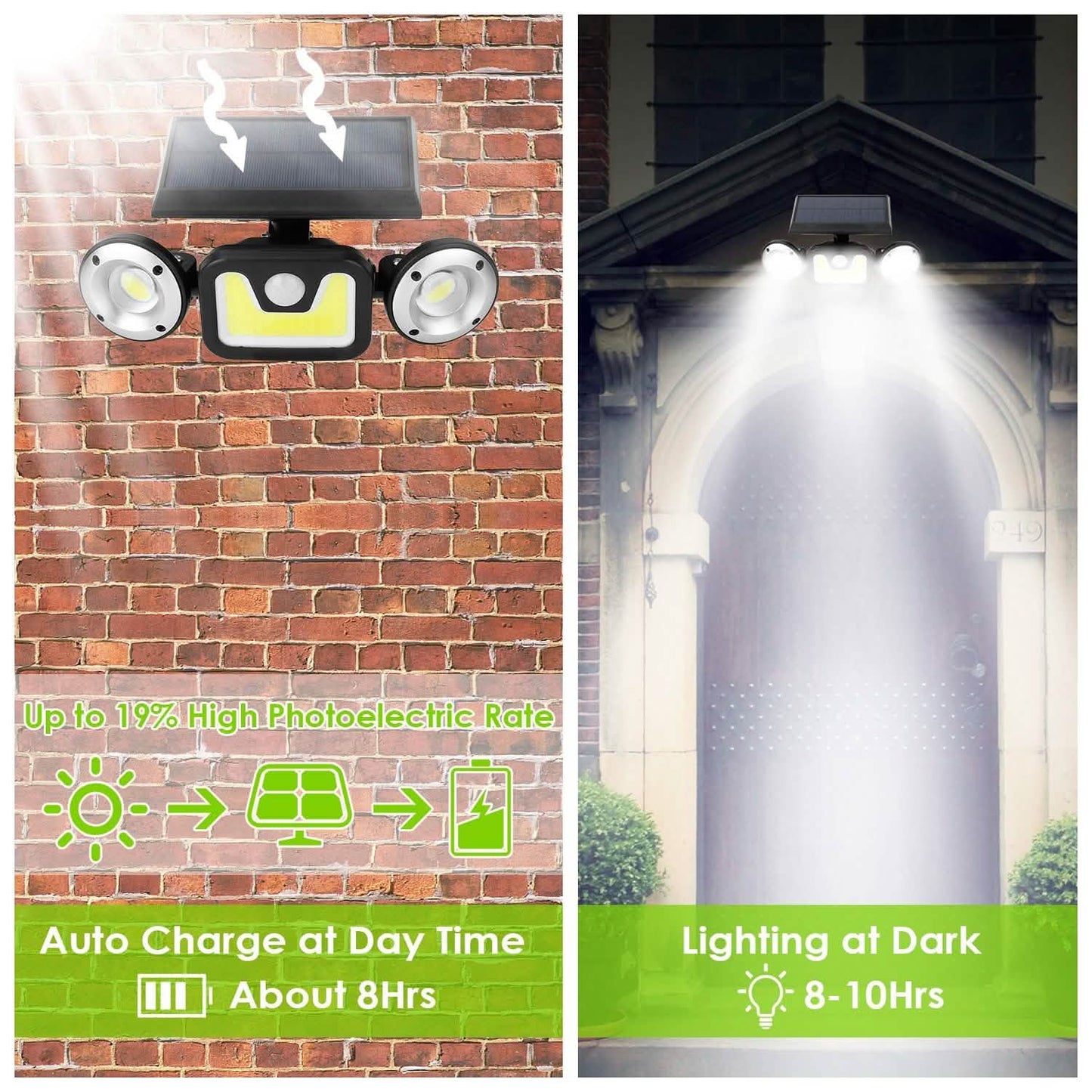 Solarwandleuchte Außenbereich PIR Bewegungssensor LED