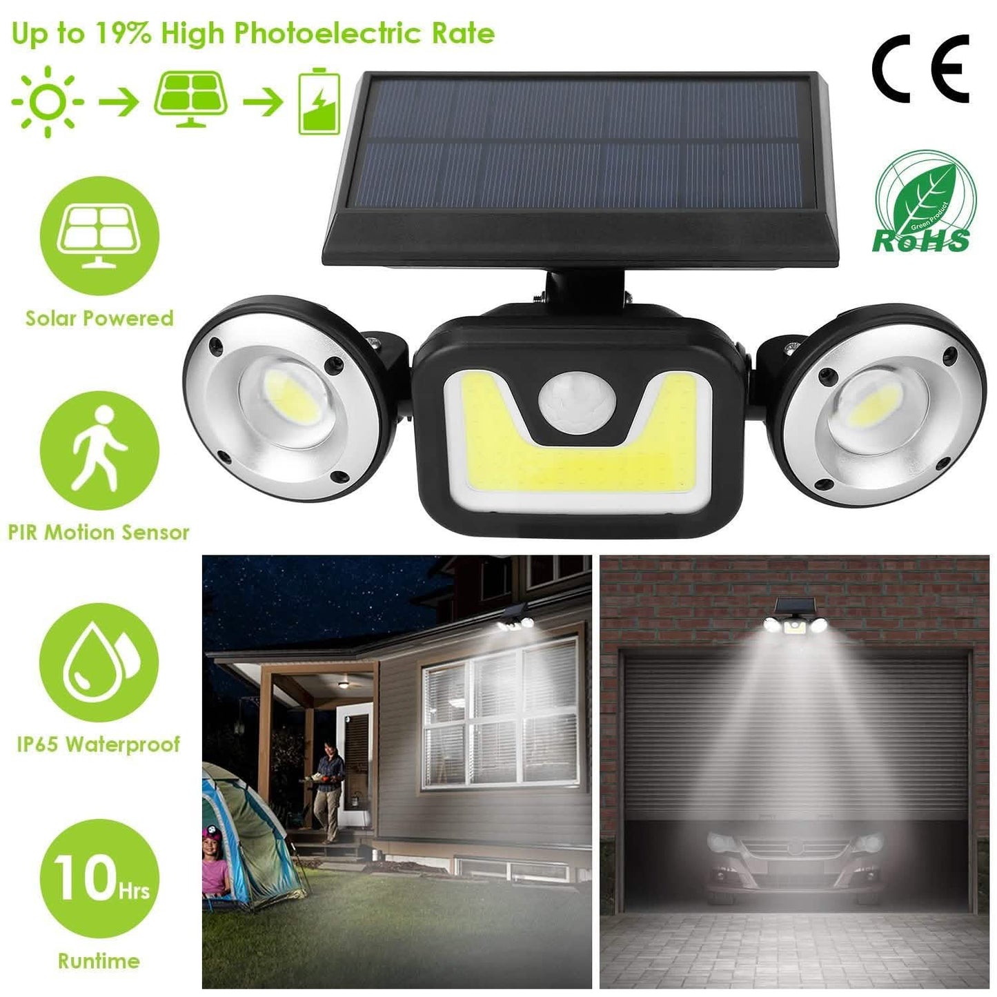 Solarwandleuchte Außenbereich PIR Bewegungssensor LED