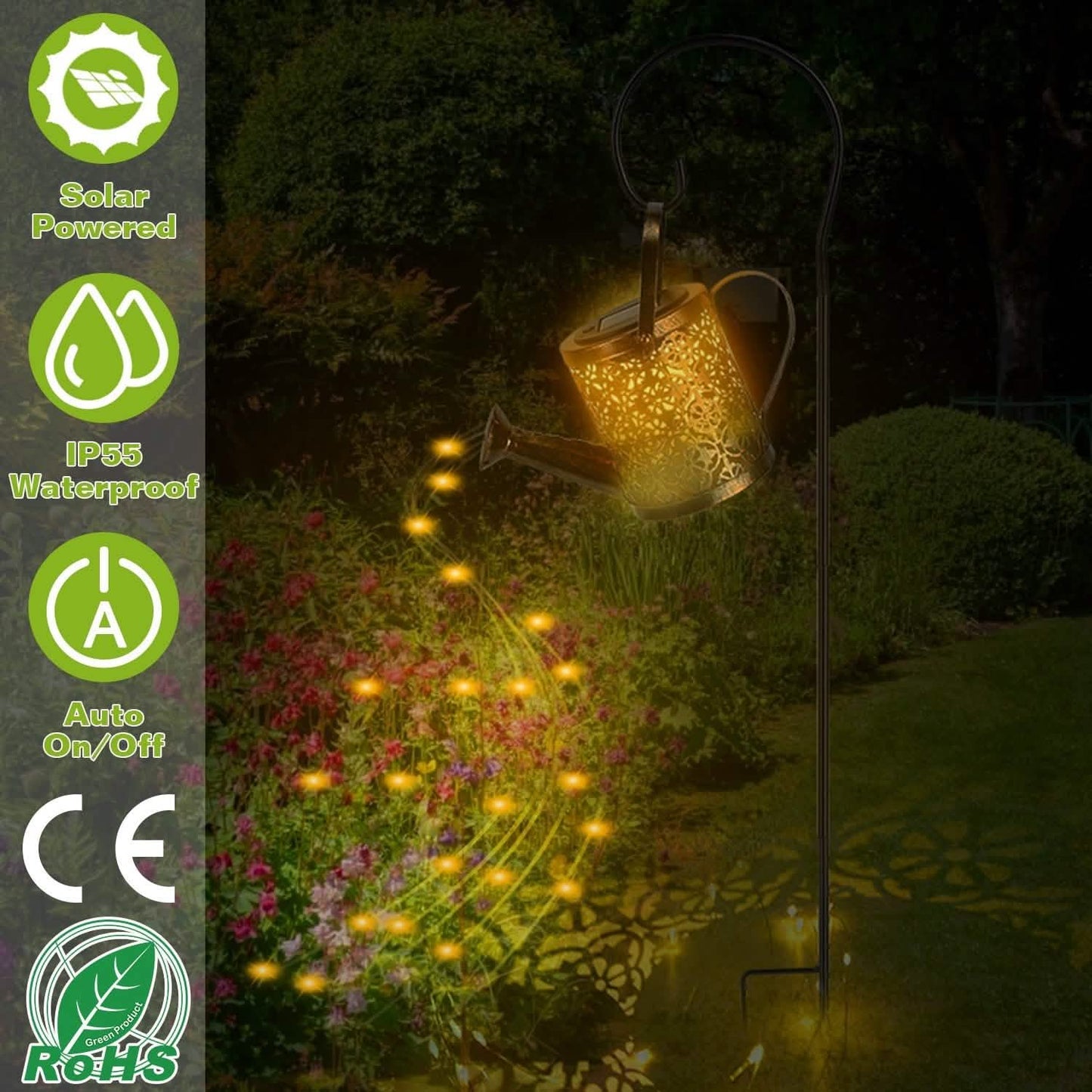 Solar-Gießkanne mit Lichterkette zum Stecken
