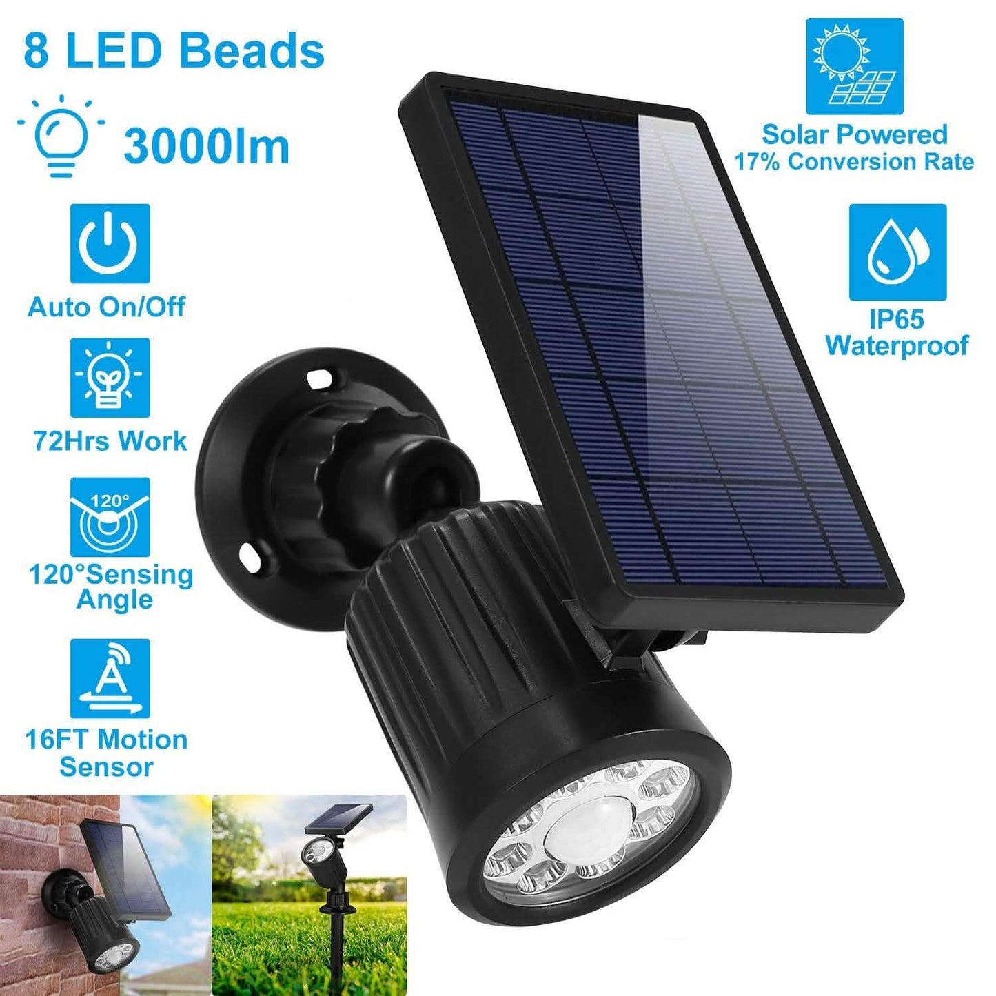 Solarek Lights Outdoor Solarbetriebene LED-Scheinwerfer