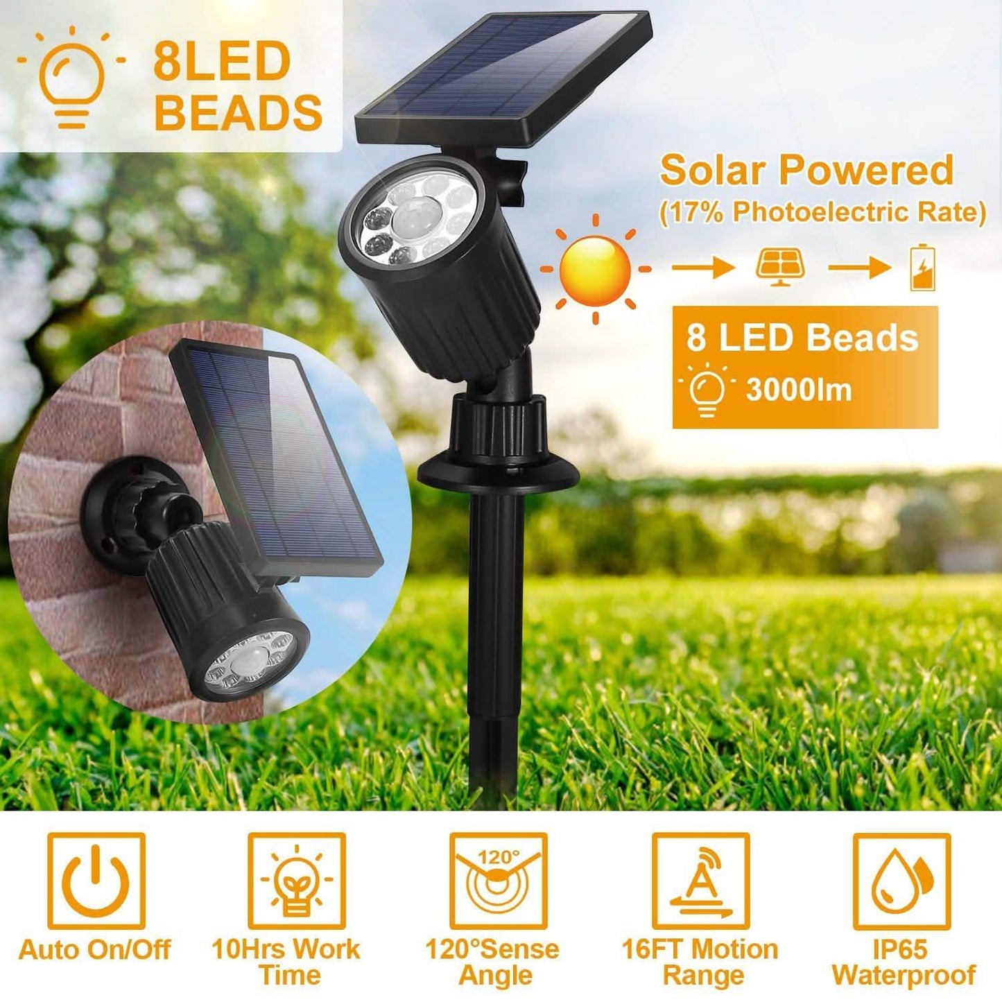 Solarek Lights Outdoor Solarbetriebene LED-Scheinwerfer