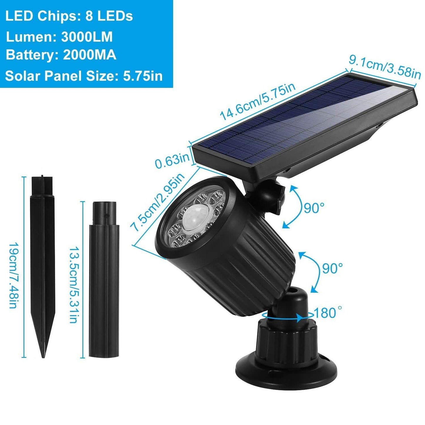 Solarek Lights Outdoor Solarbetriebene LED-Scheinwerfer
