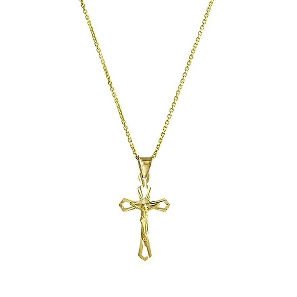 Massive 10-Karat-Gelbgold-Kreuzkette mit Diamantschliff