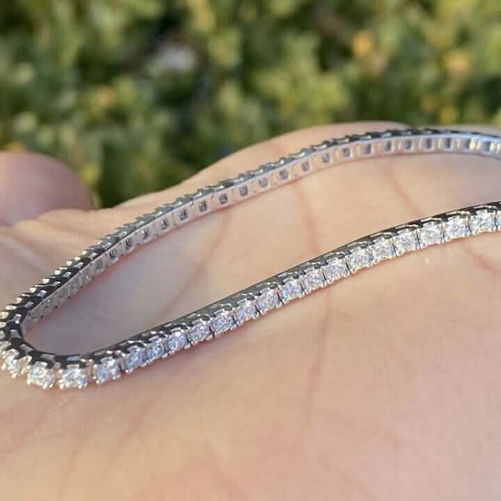 Massives Armband aus 14K Weißgold, 2,13 Karat Gesamtgewicht, 100 % natürliche Diamanten, Tennis-Armband