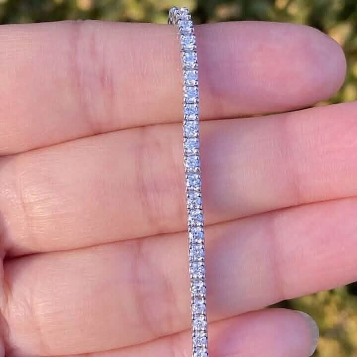 Massives Armband aus 14K Weißgold, 2,13 Karat Gesamtgewicht, 100 % natürliche Diamanten, Tennis-Armband