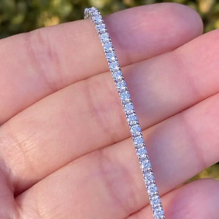 Massives Armband aus 14K Weißgold, 2,13 Karat Gesamtgewicht, 100 % natürliche Diamanten, Tennis-Armband