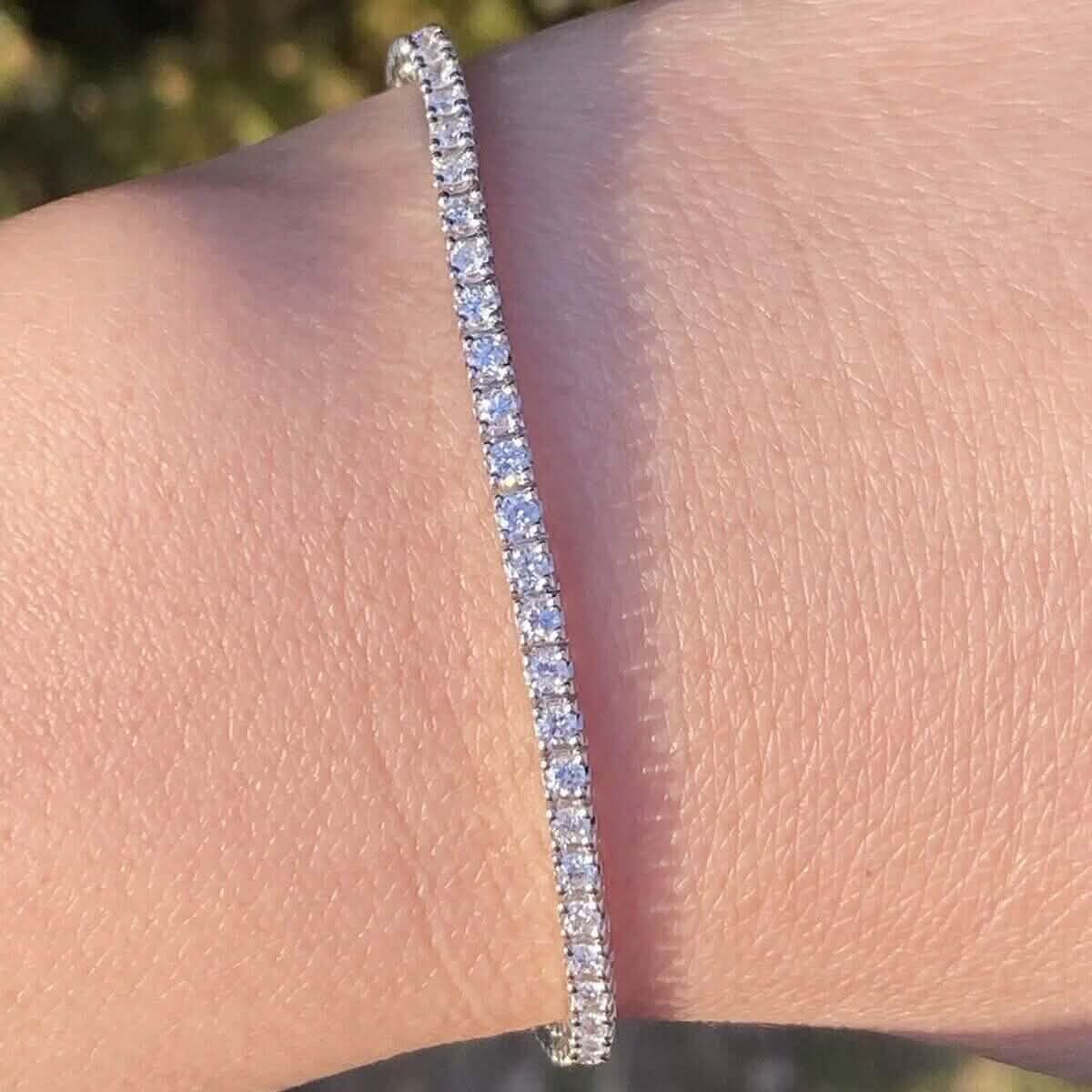 Massives Armband aus 14K Weißgold, 2,13 Karat Gesamtgewicht, 100 % natürliche Diamanten, Tennis-Armband