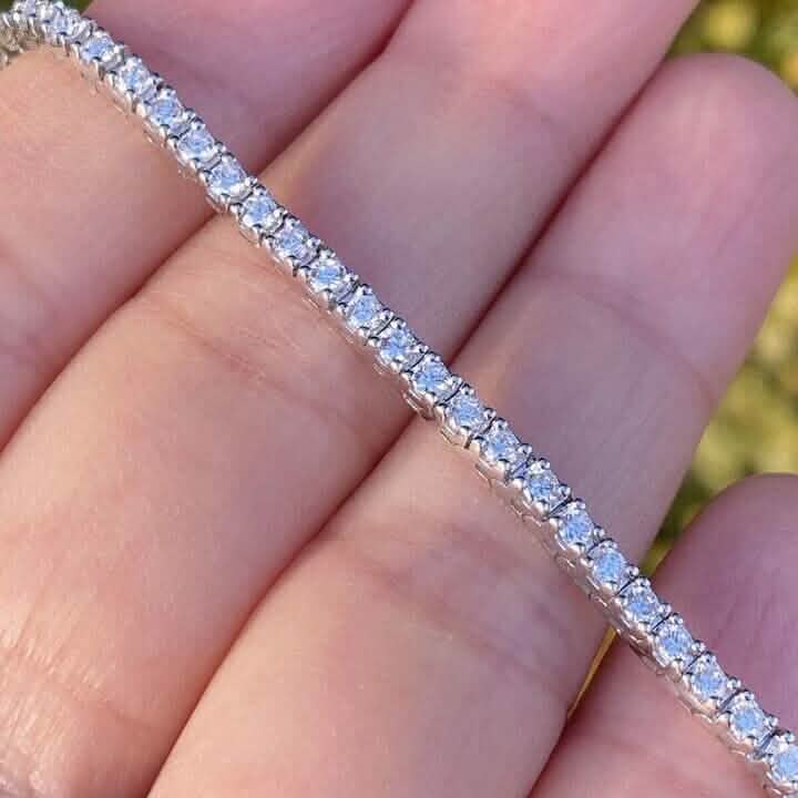 Massives Armband aus 14K Weißgold, 2,13 Karat Gesamtgewicht, 100 % natürliche Diamanten, Tennis-Armband