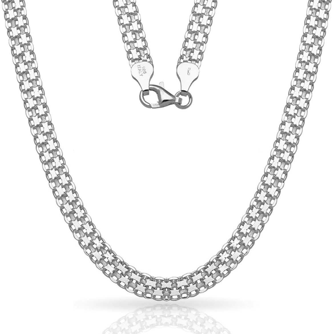 Halskette aus massivem Sterlingsilber mit Bismark-Gliedern