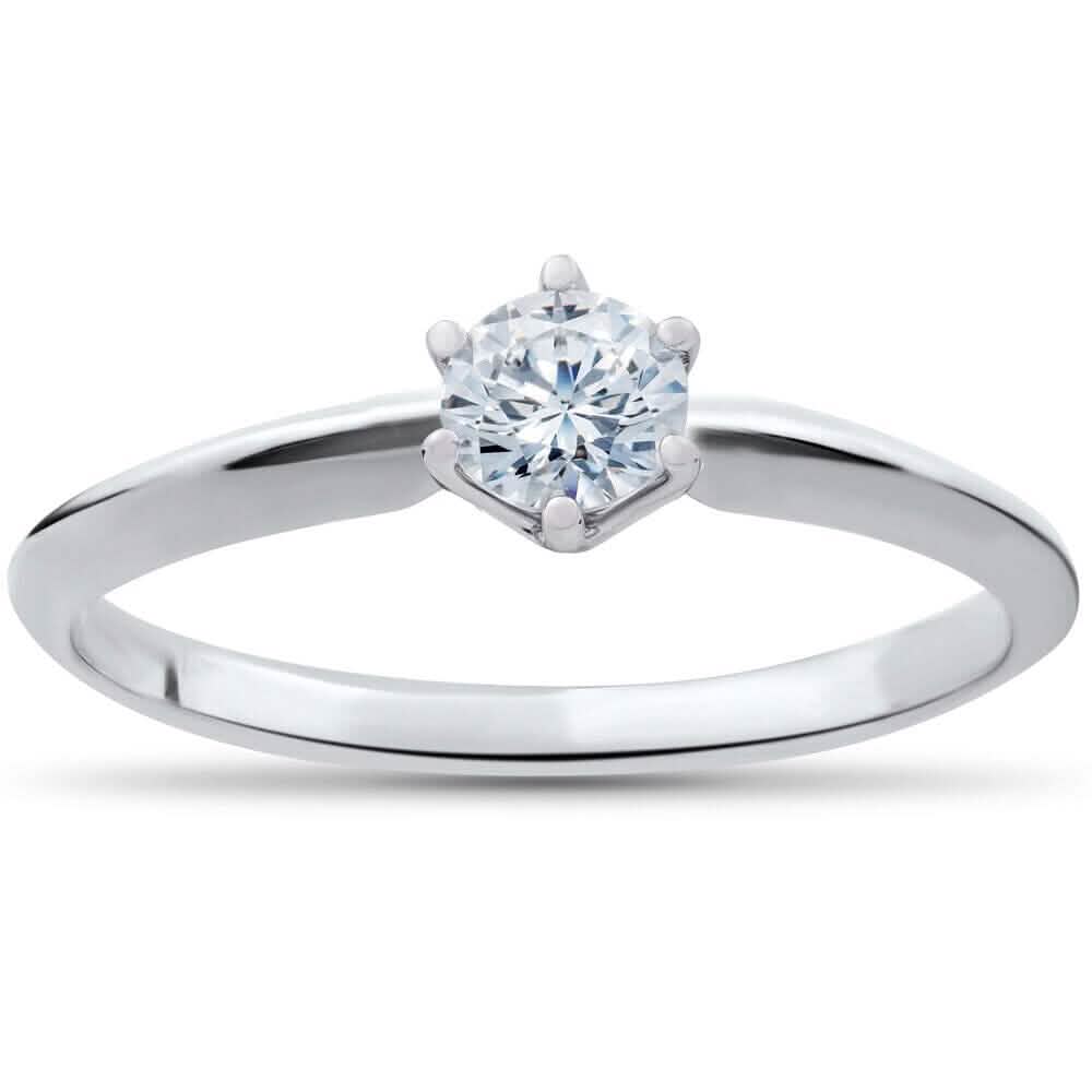Solitär-Verlobungsring mit Diamant 1/4 Karat 14k Weißgold runder Brillantschliff