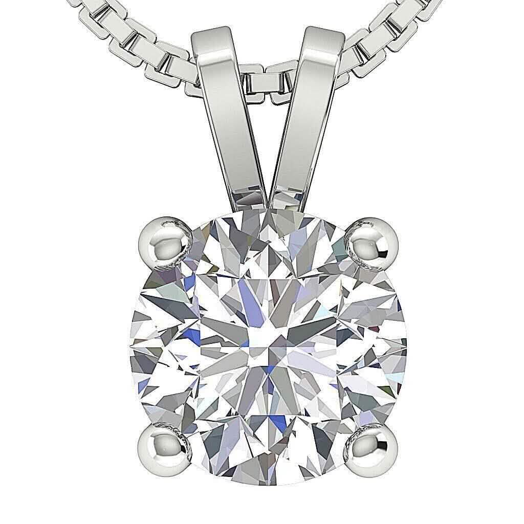 Solitär-Anhänger I2 H 1,03 Karat runder Diamant im Vier-Krappen-Set 14K Weißgold