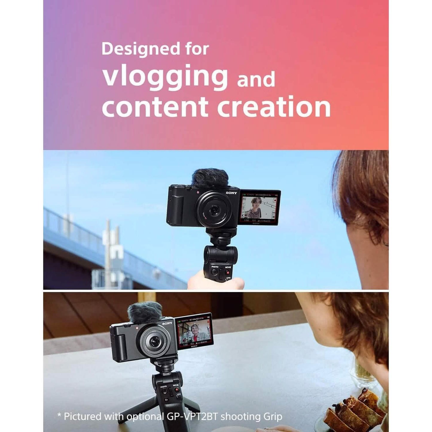 Sony ZV-1F Vlogging-Kamera für Content Creator und Vlogger Schwarz (Generalüberholt)