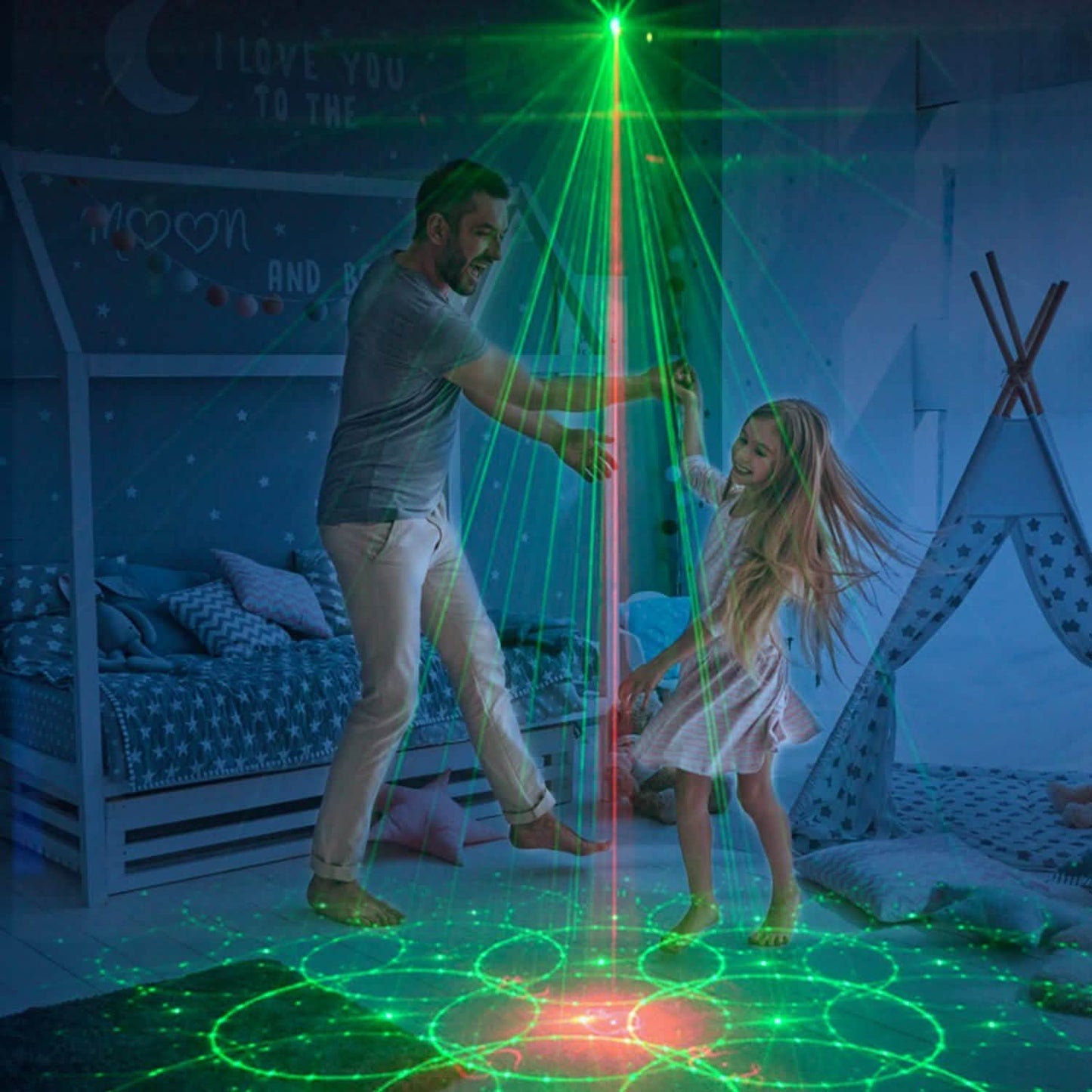 Schallaktivierte, projizierte LED-Lasermuster
