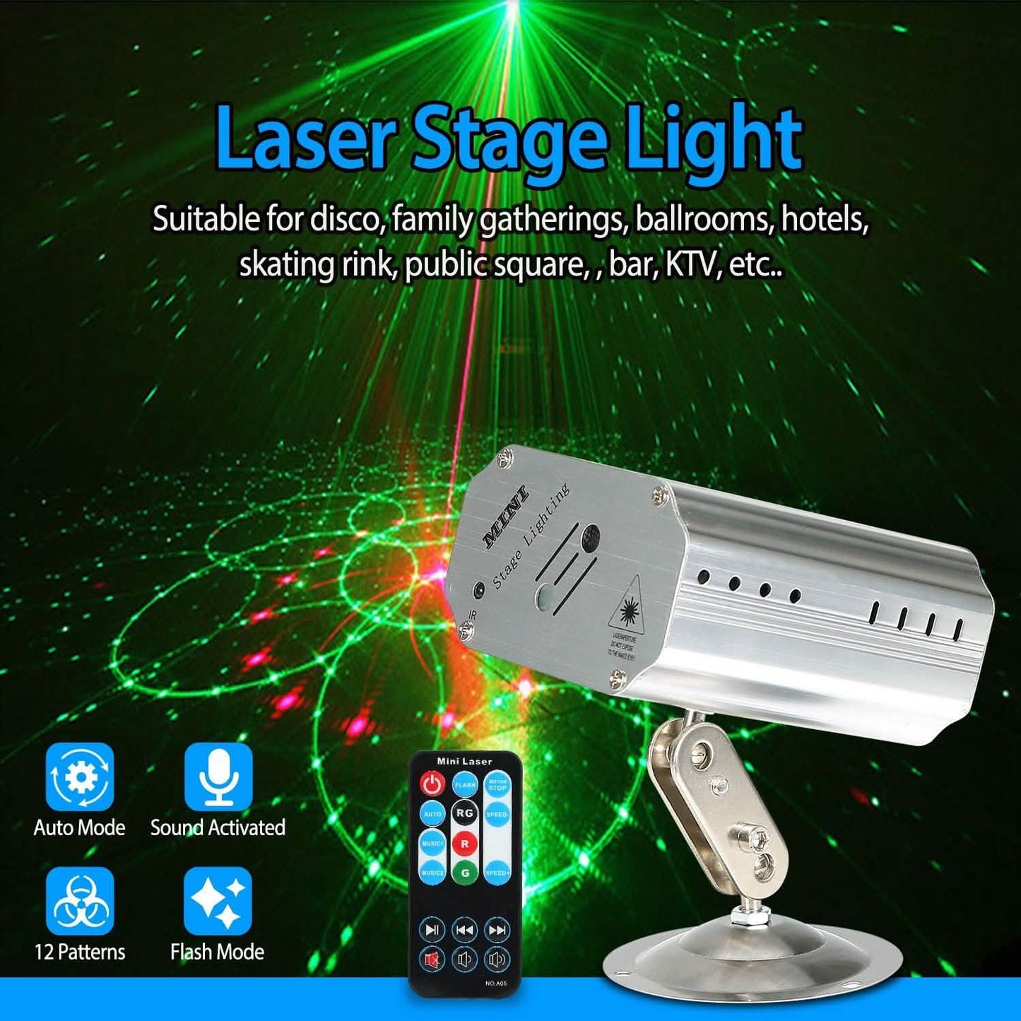 Schallaktivierte, projizierte LED-Lasermuster