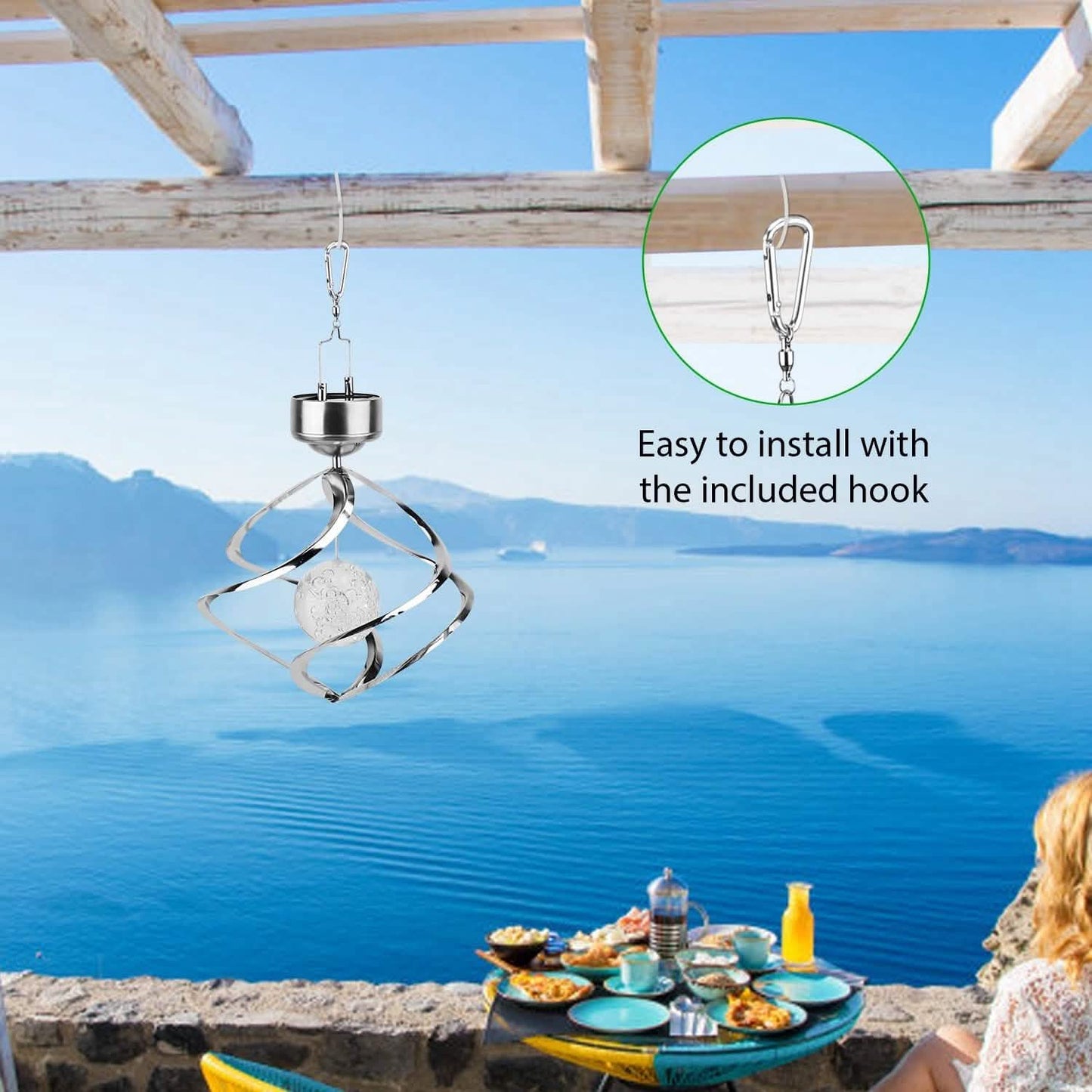 Solar-Windspiel "Spiral Spinner" mit LED