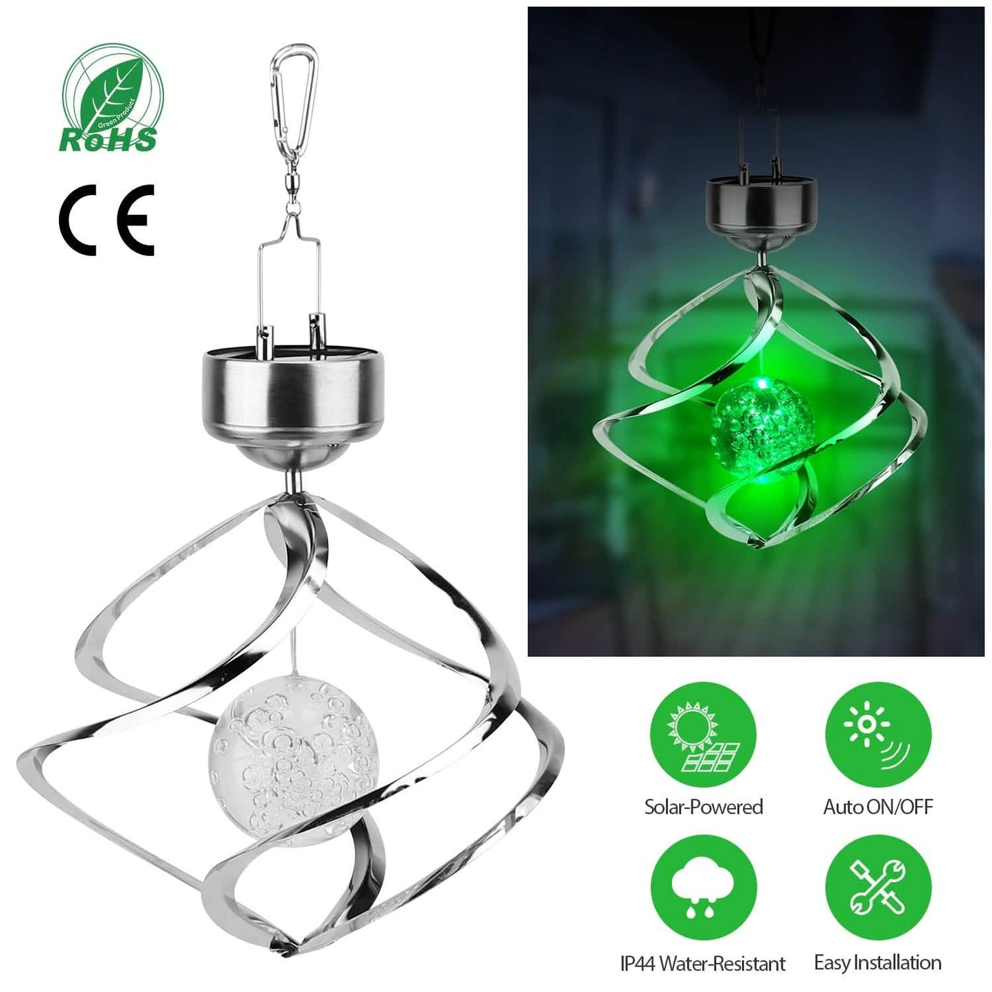 Solar-Windspiel "Spiral Spinner" mit LED