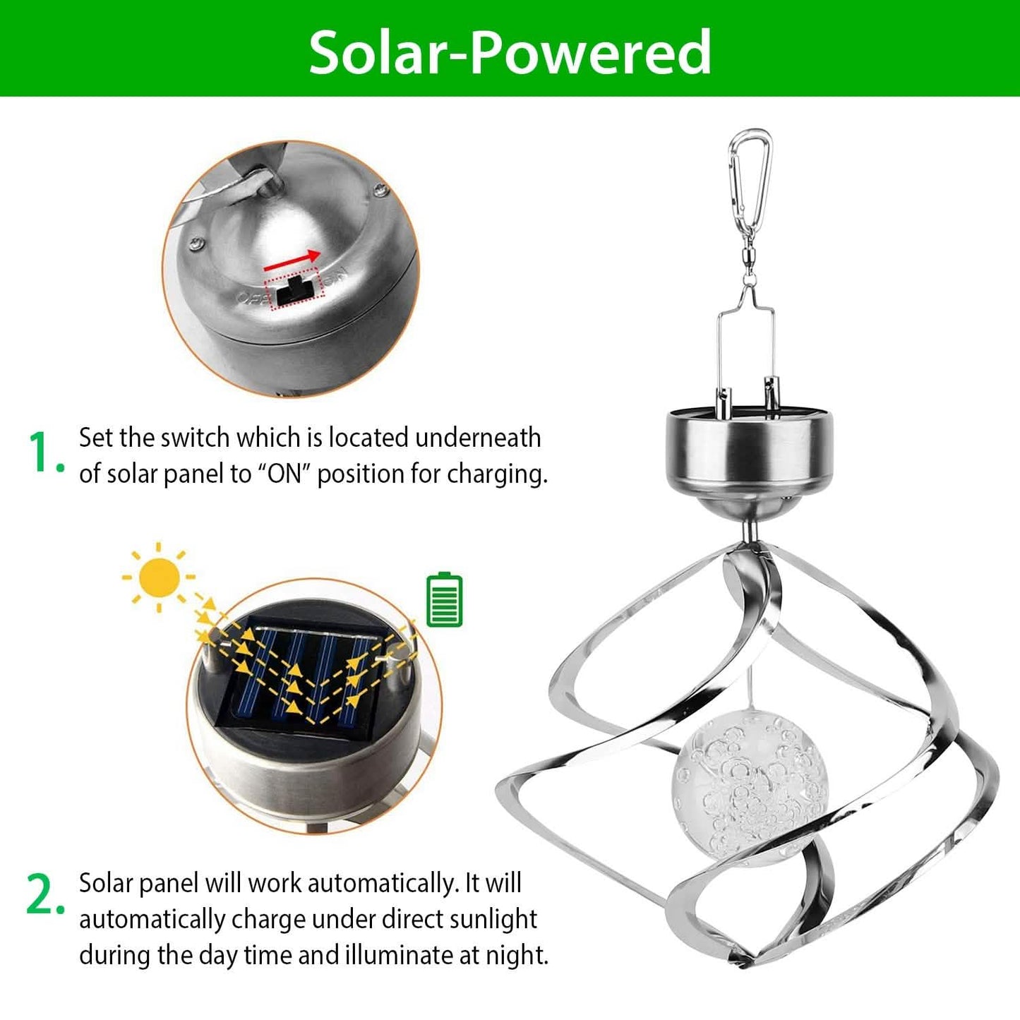 Solar-Windspiel "Spiral Spinner" mit LED