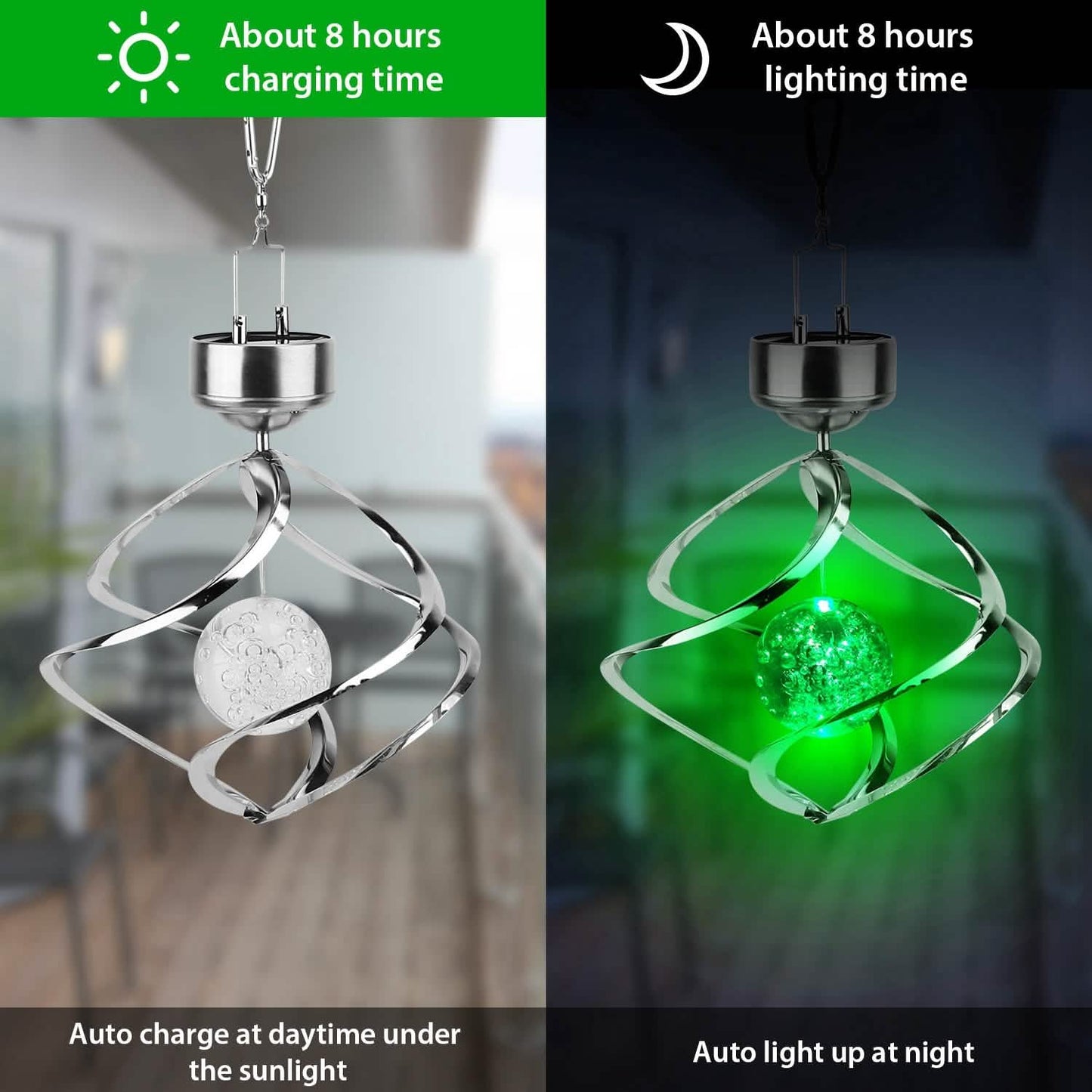 Solar-Windspiel "Spiral Spinner" mit LED