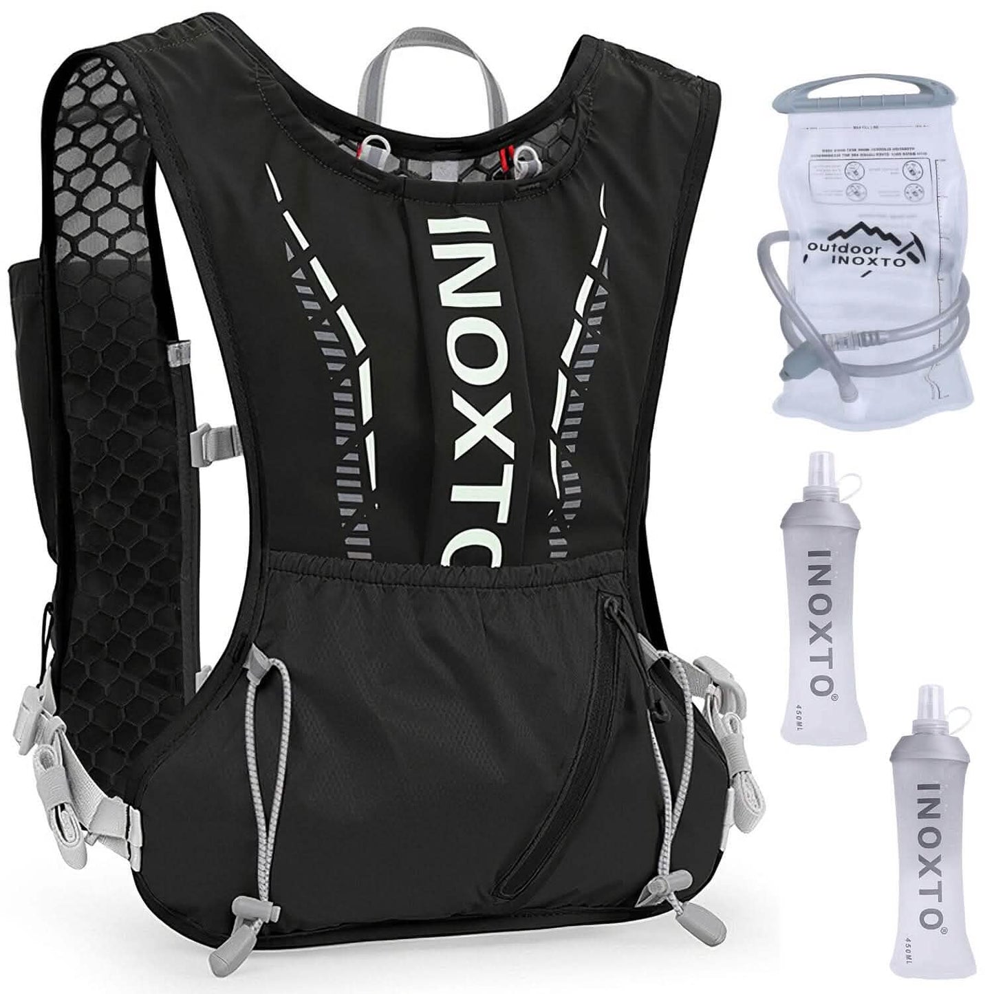 Sporthydrationsweste Laufrucksack mit 450 ml, 1,5 l Trinkblase