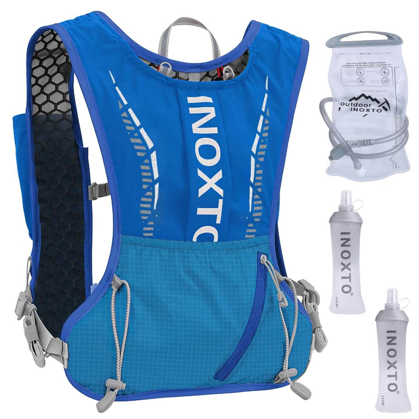 Sporthydrationsweste Laufrucksack mit 450 ml, 1,5 l Trinkblase