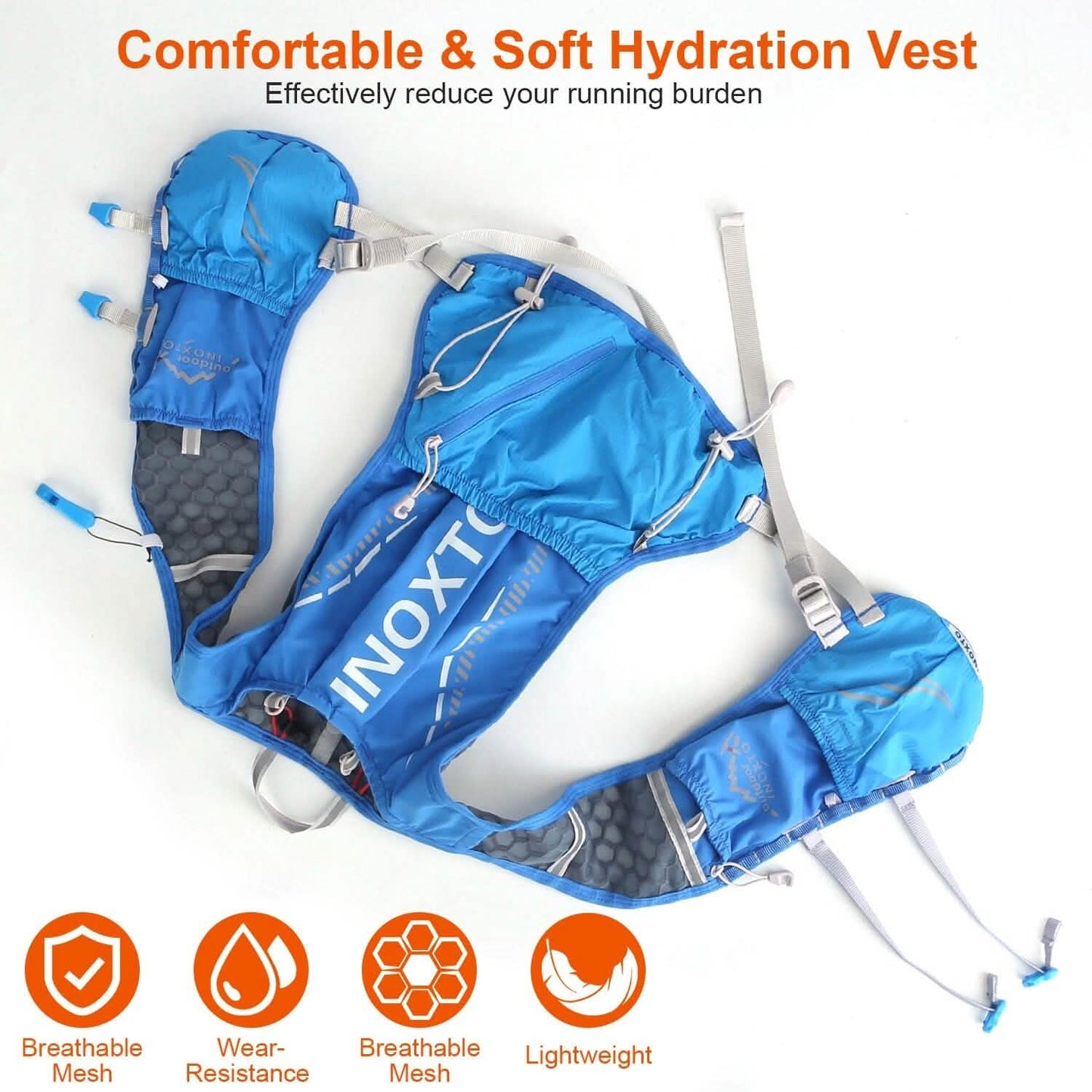 Sporthydrationsweste Laufrucksack mit 450 ml, 1,5 l Trinkblase