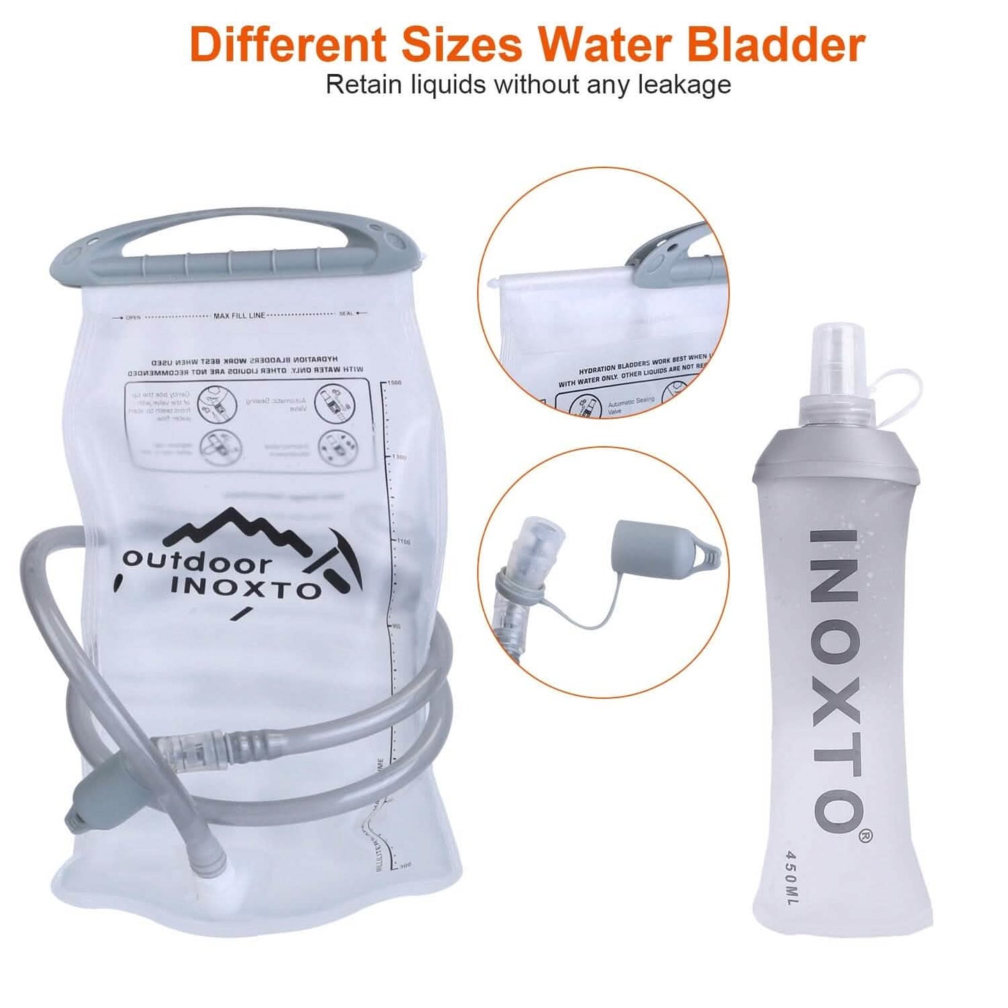 Sporthydrationsweste Laufrucksack mit 450 ml, 1,5 l Trinkblase