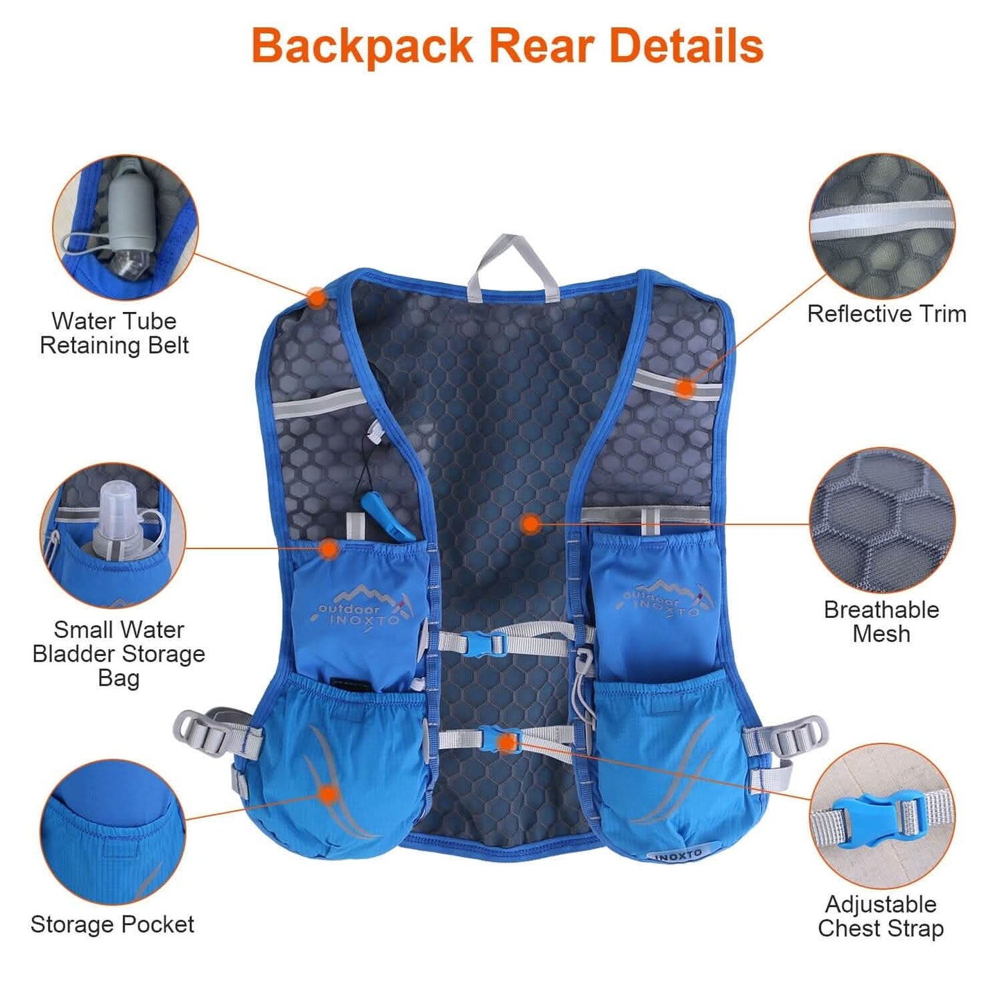Sporthydrationsweste Laufrucksack mit 450 ml, 1,5 l Trinkblase