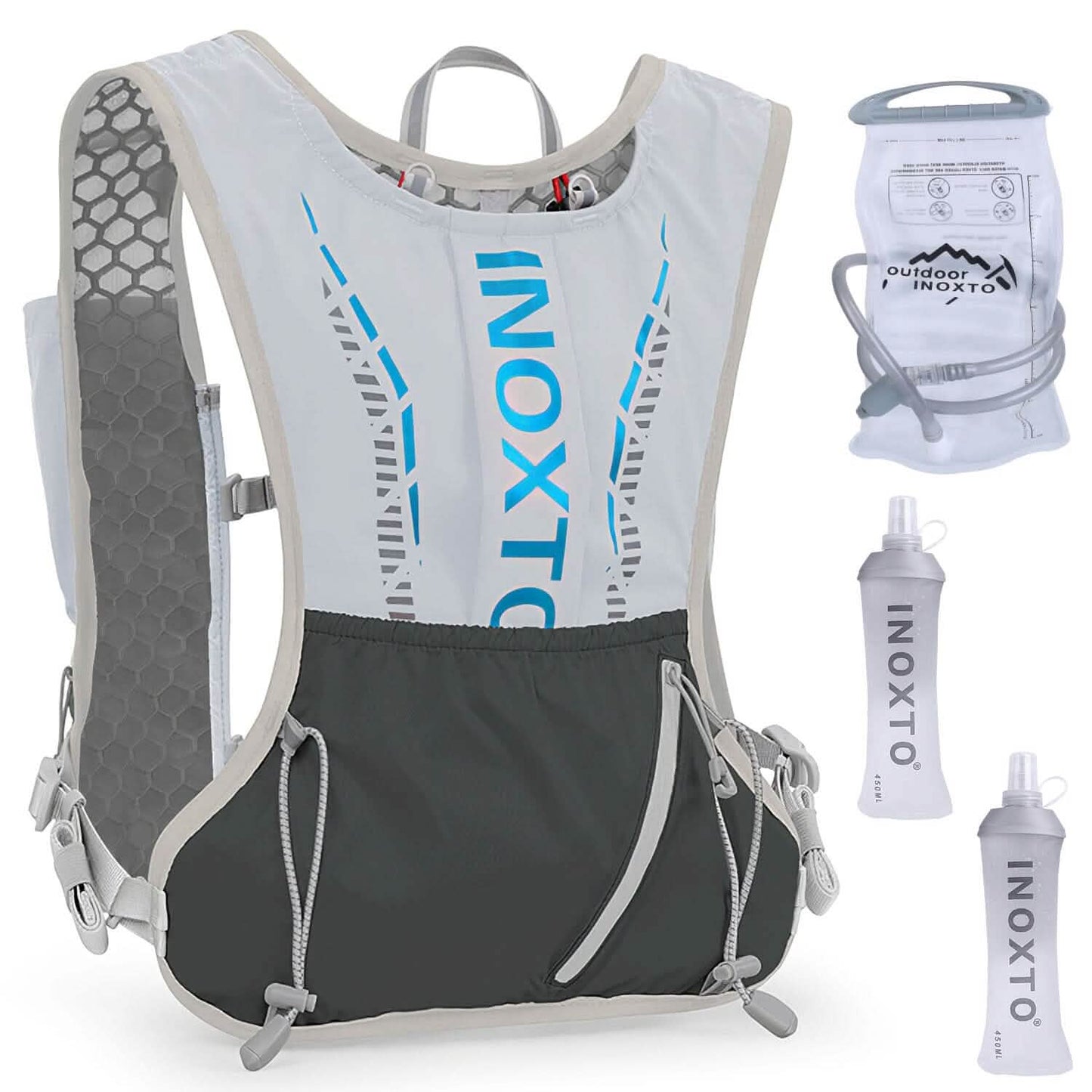 Sporthydrationsweste Laufrucksack mit 450 ml, 1,5 l Trinkblase