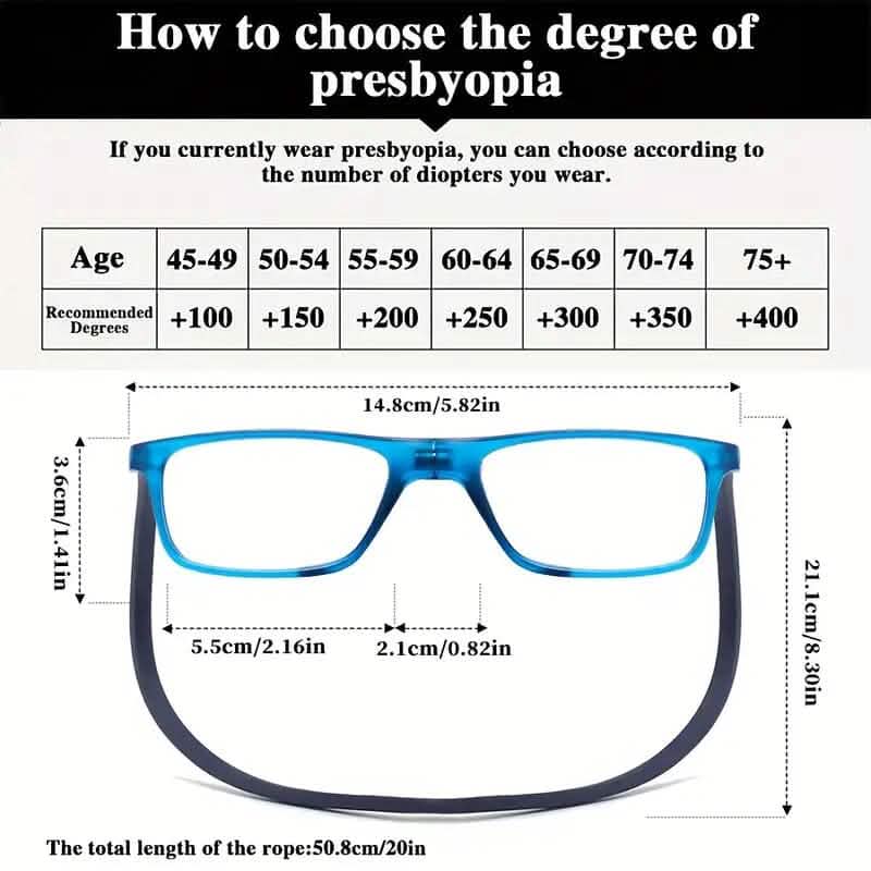 Quadratische magnetische Hals-Lesebrille