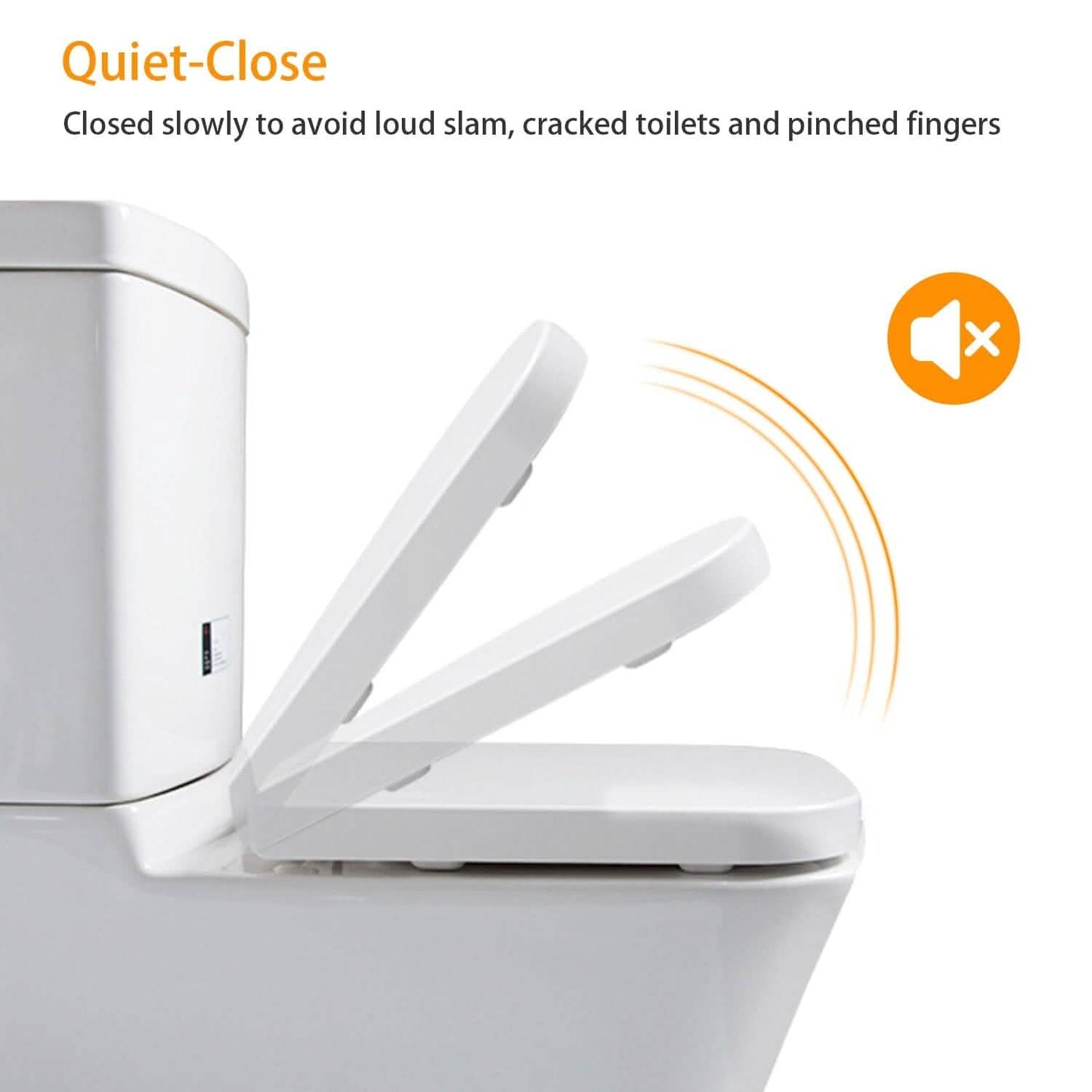 Quadratischer Toilettensitz mit rutschfesten Sitzpuffern