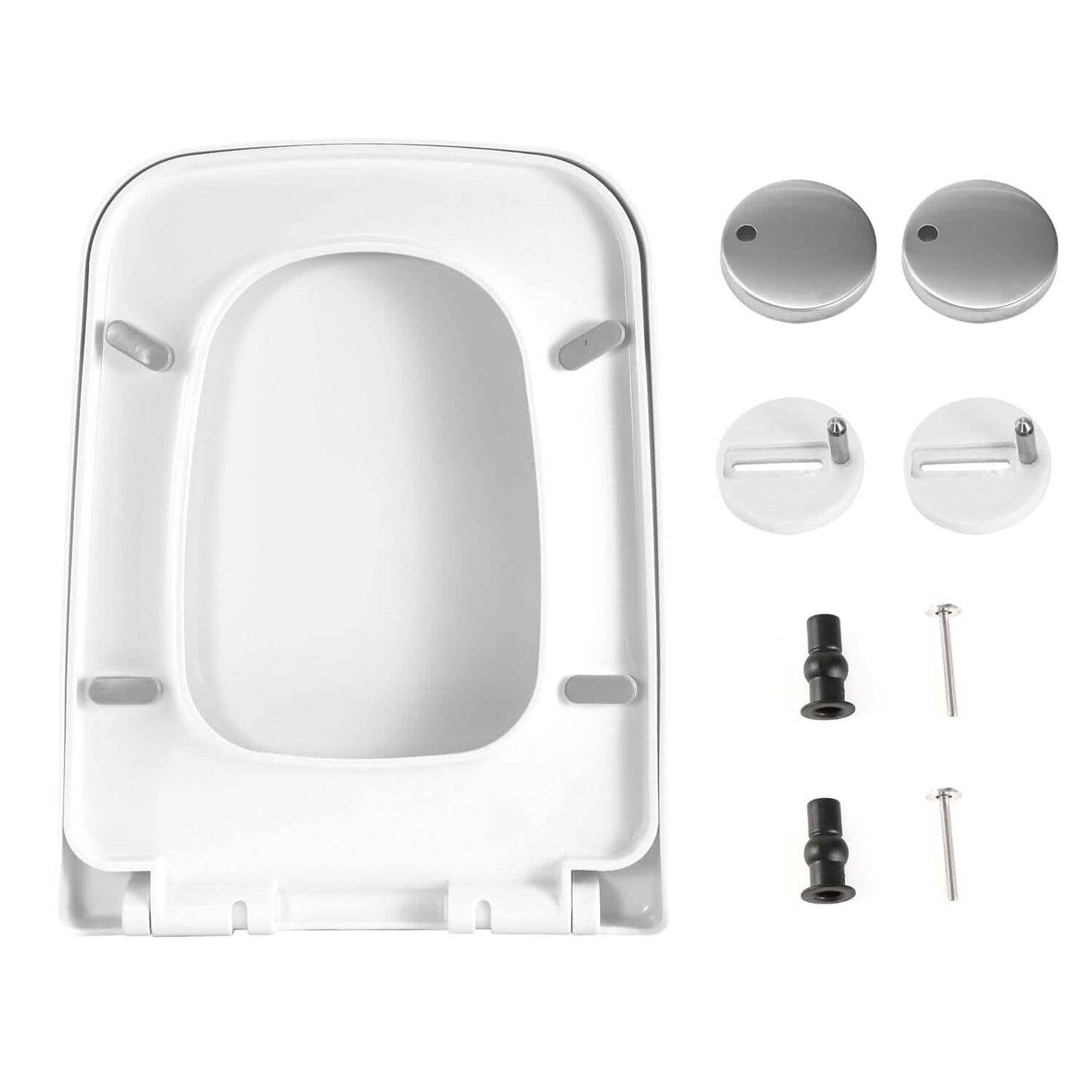 Quadratischer Toilettensitz mit rutschfesten Sitzpuffern