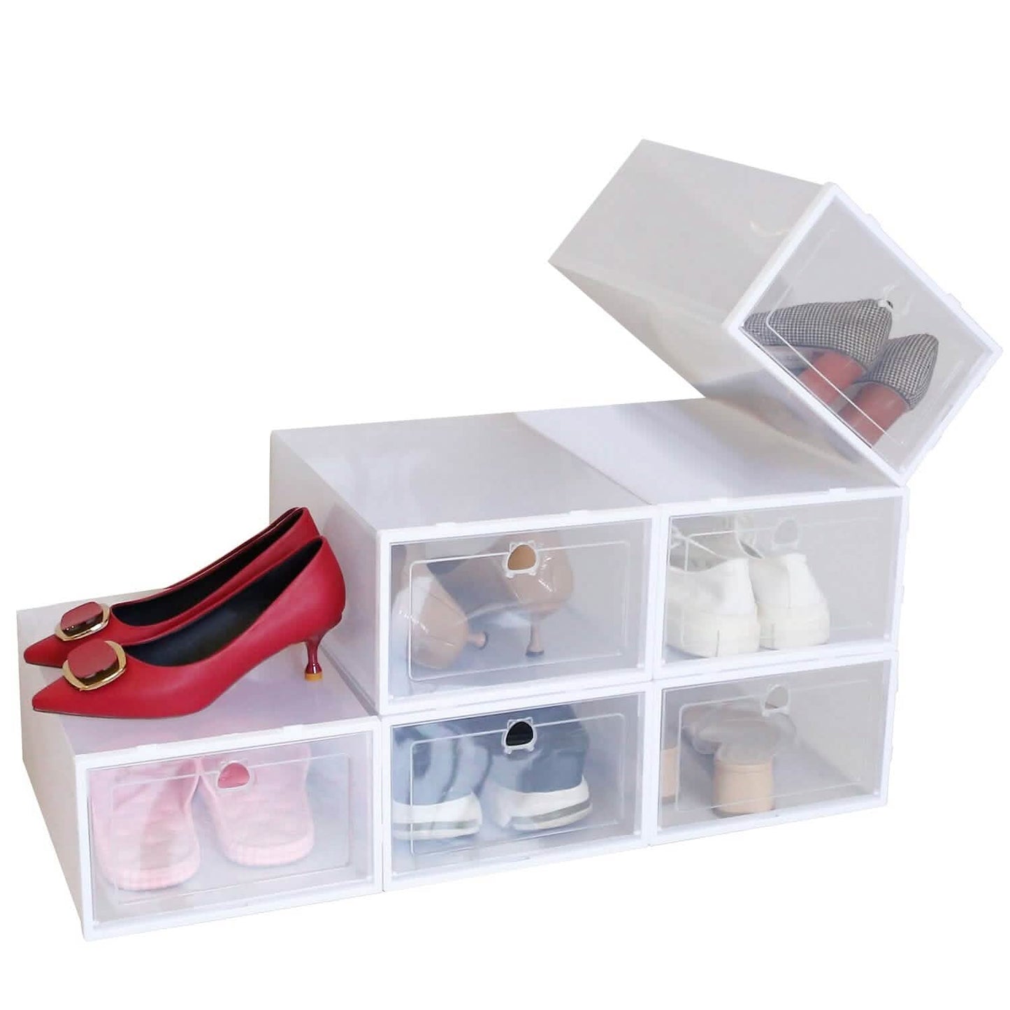 Stapelbare Schuhaufbewahrungsbox, transparent, staubdicht