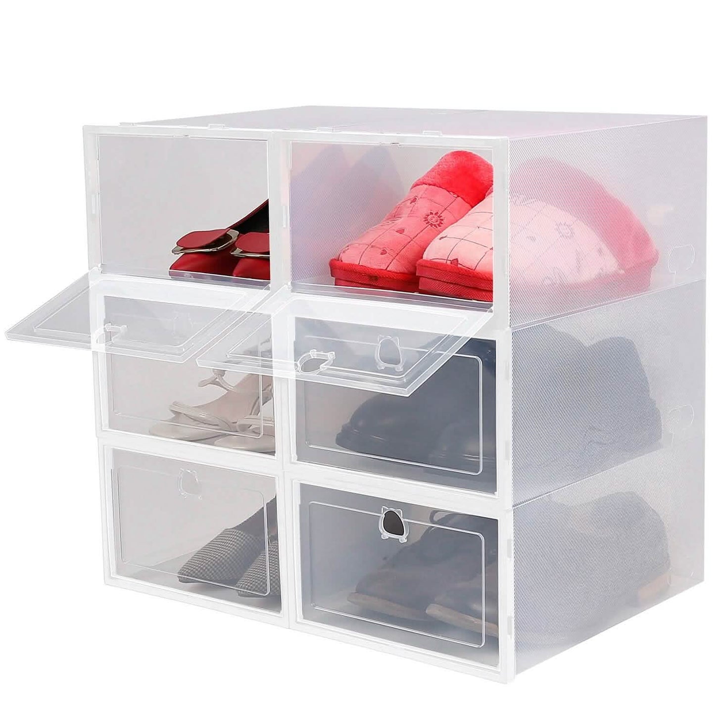 Stapelbare Schuhaufbewahrungsbox, transparent, staubdicht