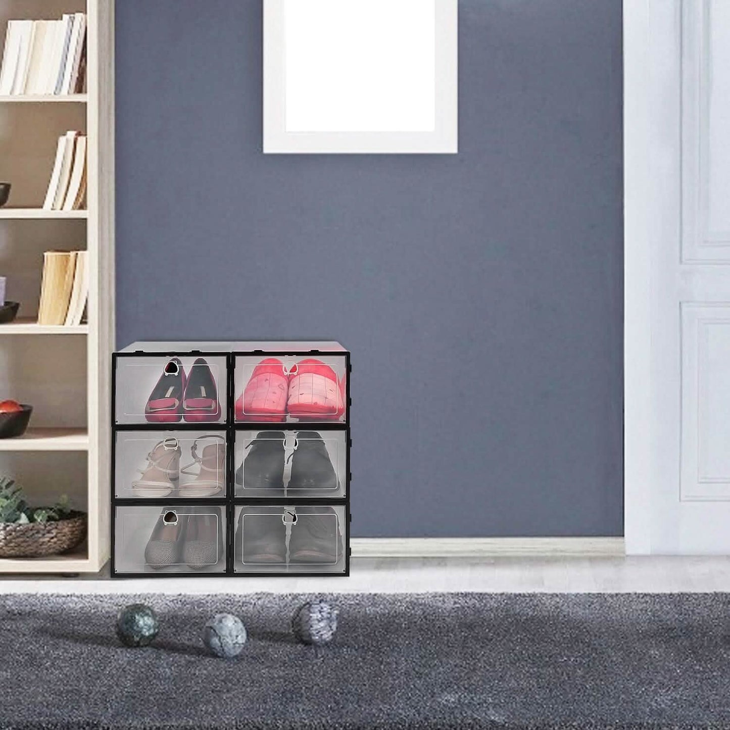 Stapelbare Schuhaufbewahrungsbox, transparent, staubdicht